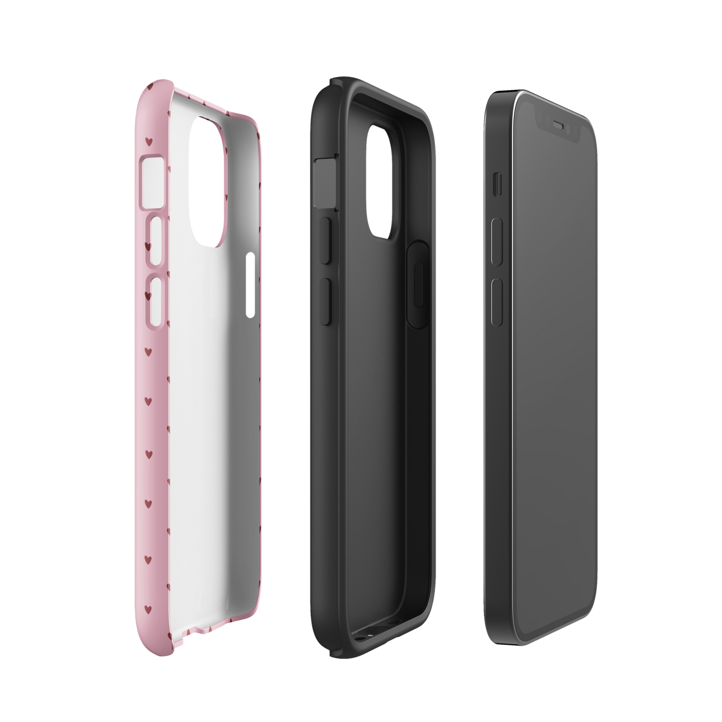 Phone Case for iPhone with playful heart-dot pattern in polka-dot style, minimalist and stylish design