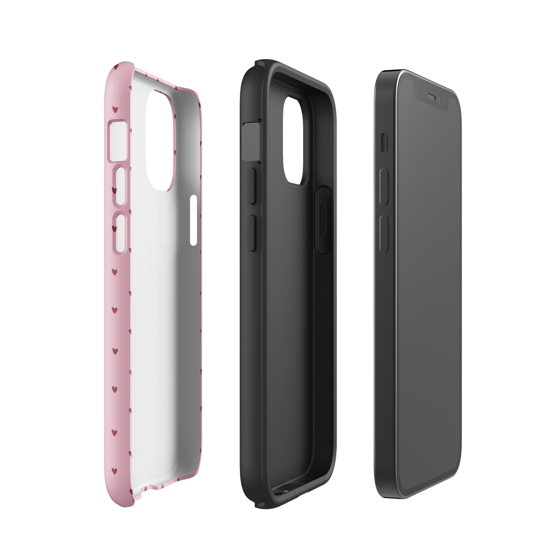 Phone Case for iPhone with playful heart-dot pattern in polka-dot style, minimalist and stylish design