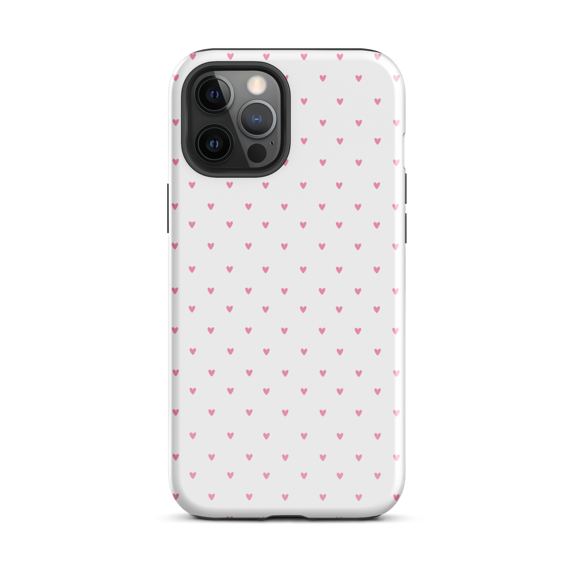 Phone Case for iPhone with heart-dot pattern, playful polka-dot style design on white background, cute and stylish accessory.