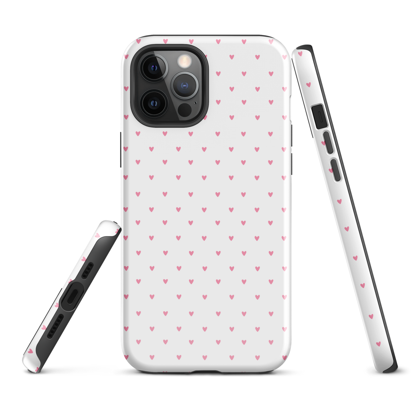 Phone Case for iPhone with heart-dot pattern in playful polka-dot style, featuring tiny hearts on a bold background, cute and stylish design.