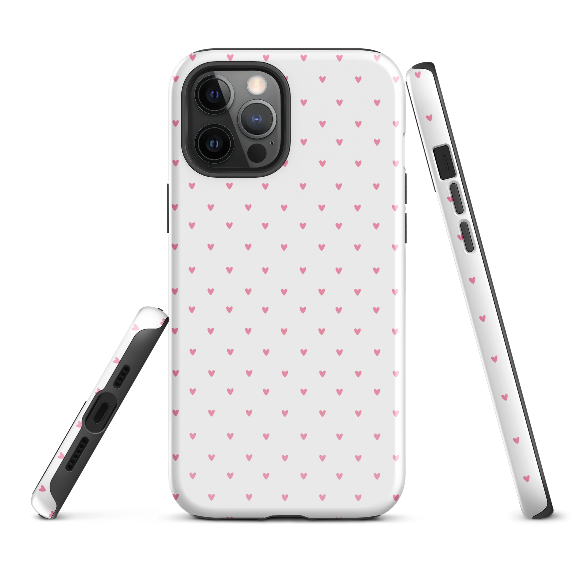 Phone Case for iPhone with heart-dot pattern in playful polka-dot style, featuring tiny hearts on a bold background, cute and stylish design.
