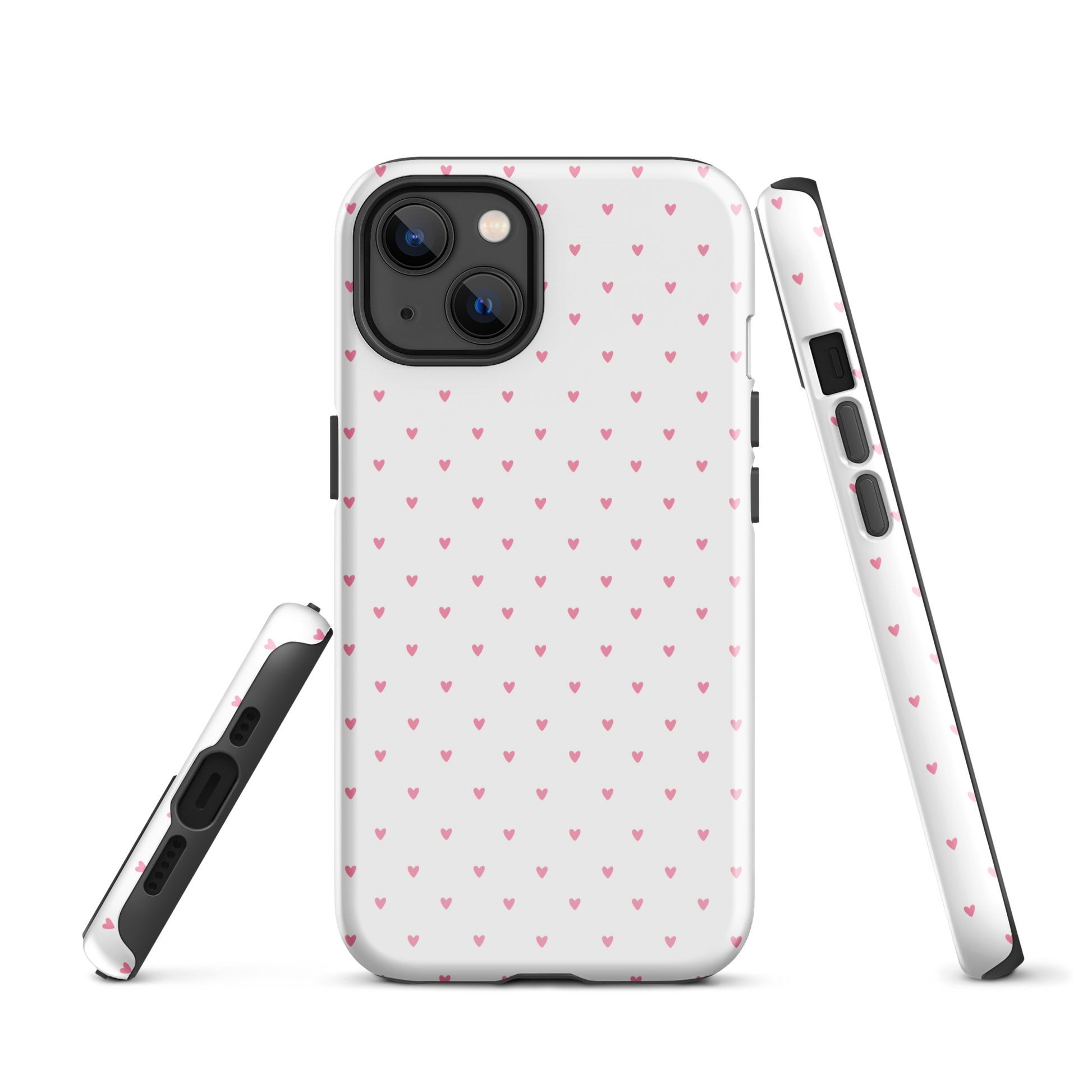 Phone Case for iPhone with heart-dot pattern featuring tiny hearts on a bold background, combining cute, modern, and stylish design.