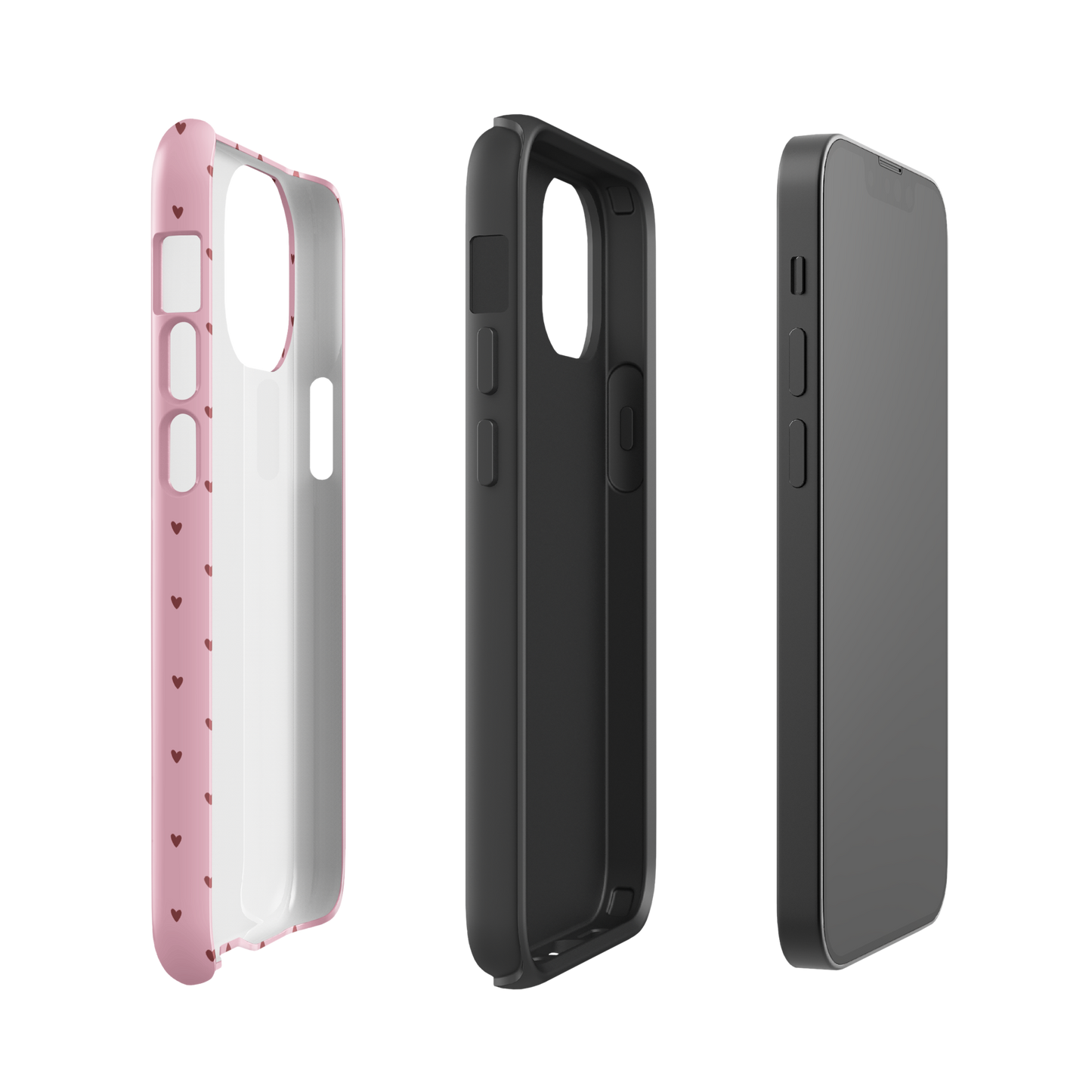 Phone Case for iPhone with heart-dot pattern in playful polka-dot style, showcasing minimalist and stylish design.