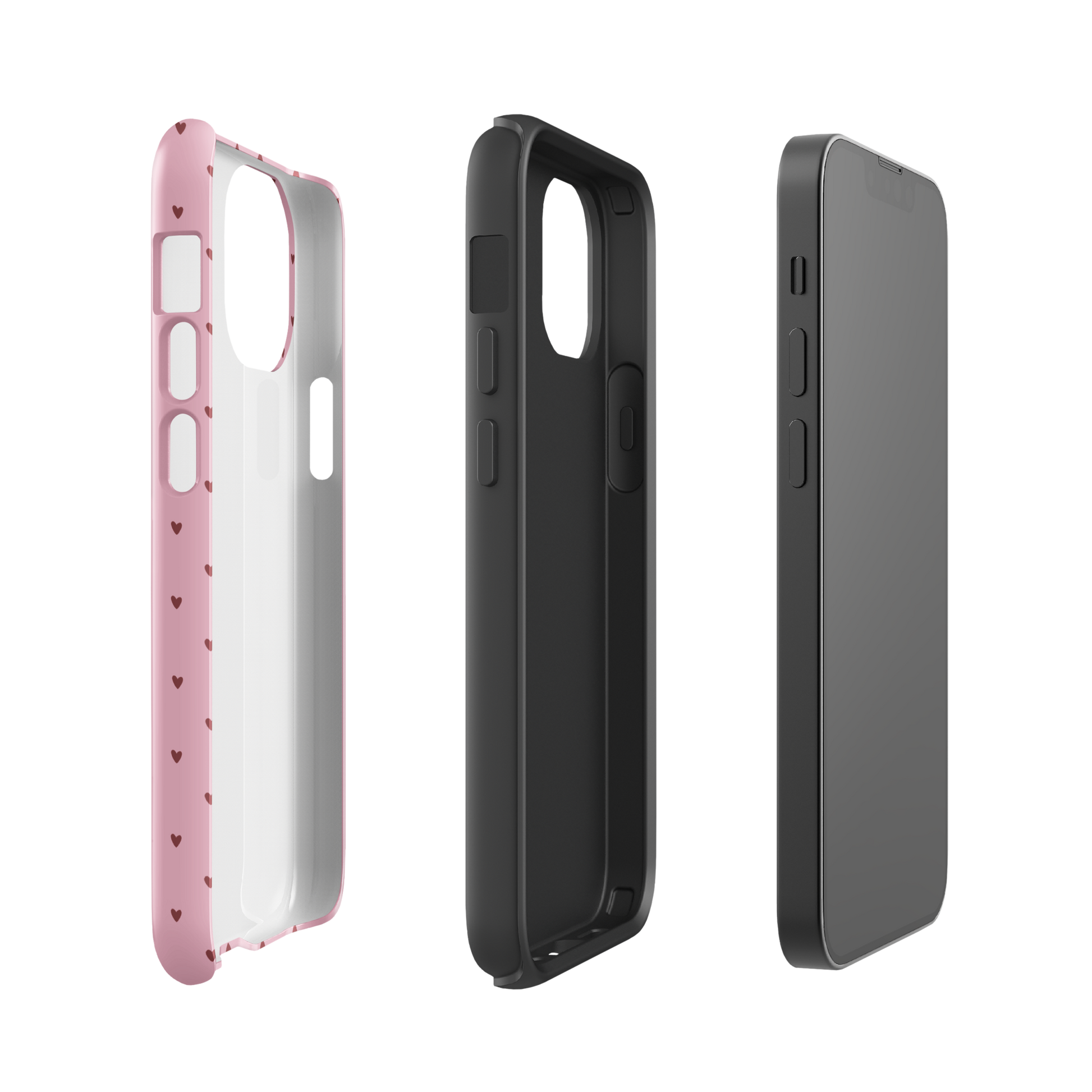 Phone Case for iPhone with heart-dot pattern in playful polka-dot style, showcasing minimalist and stylish design.