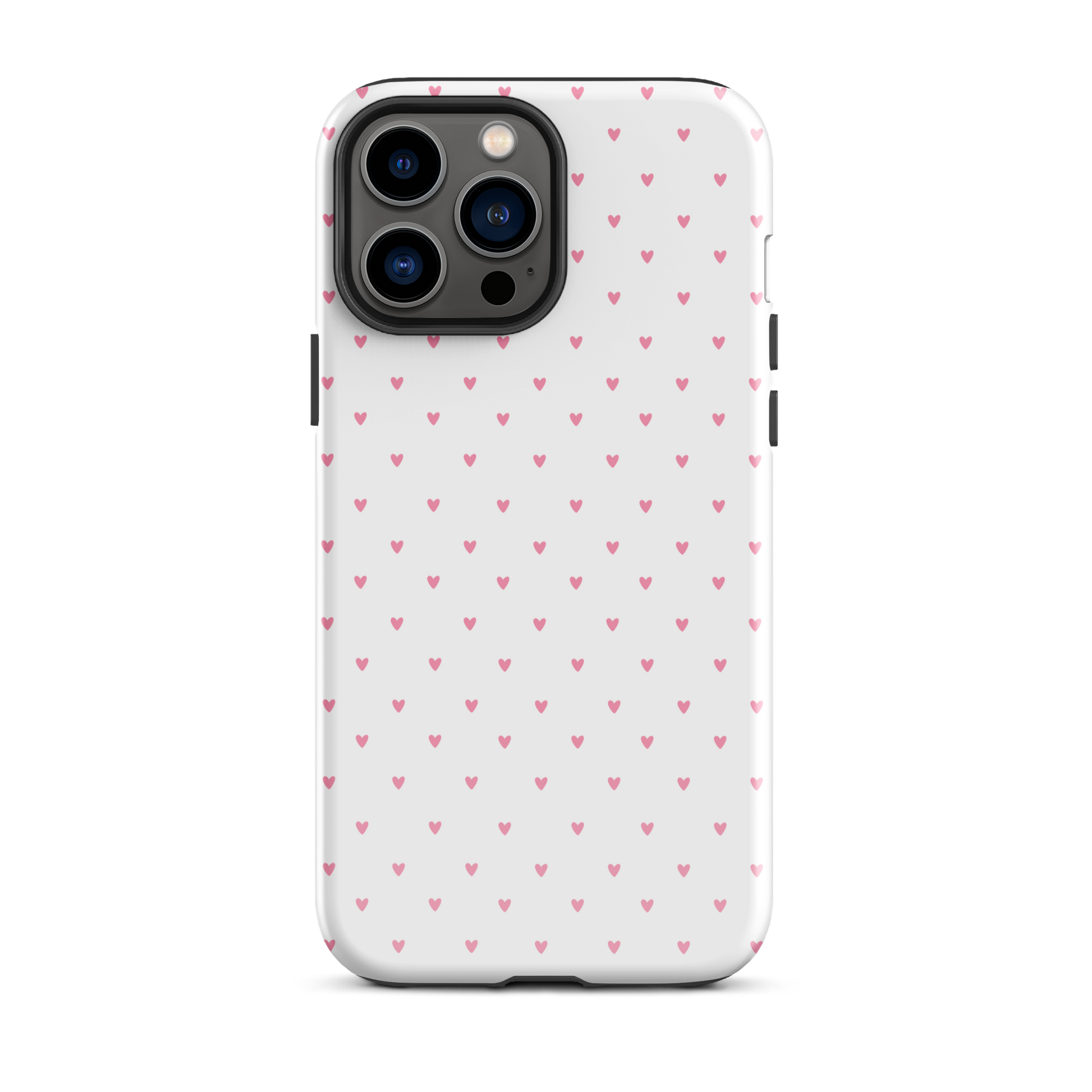 Phone Case for iPhone with heart-dot pattern, featuring playful polka-dot style and adorable hearts on a bold background.