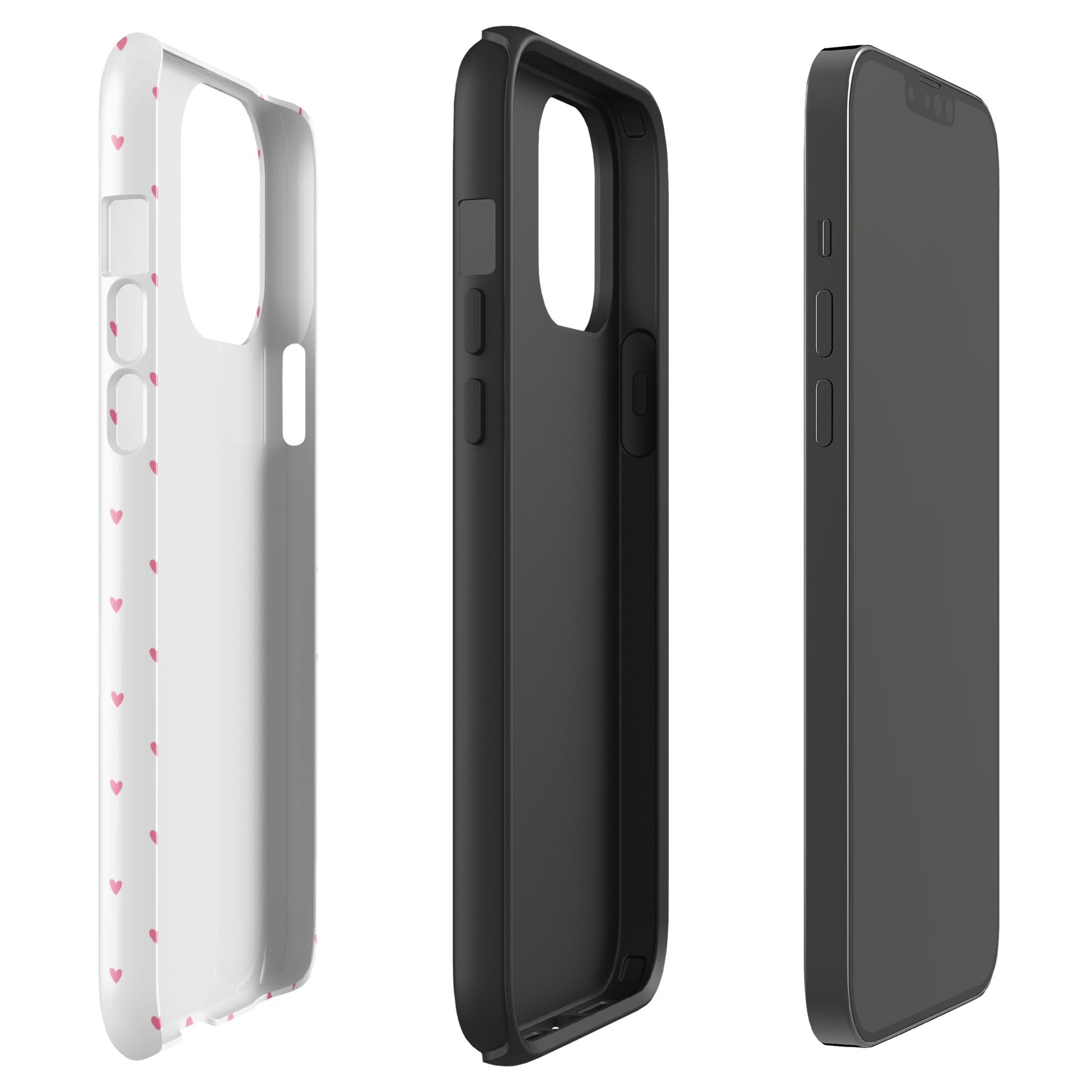Phone Case for iPhone with heart-dot pattern, showcasing playful polka-dot style on a sleek background.