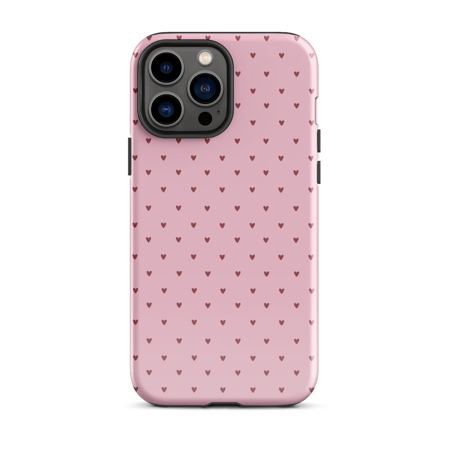 Phone Case for iPhone with heart-dot pattern, featuring tiny hearts on a bold background. Cute, modern, and stylish polka-dot design.