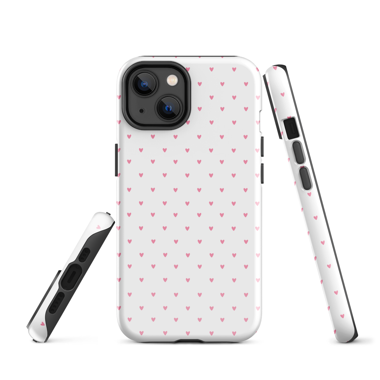Phone Case for iPhone with heart-dot pattern, playful and stylish design, featuring tiny hearts on a bold background.