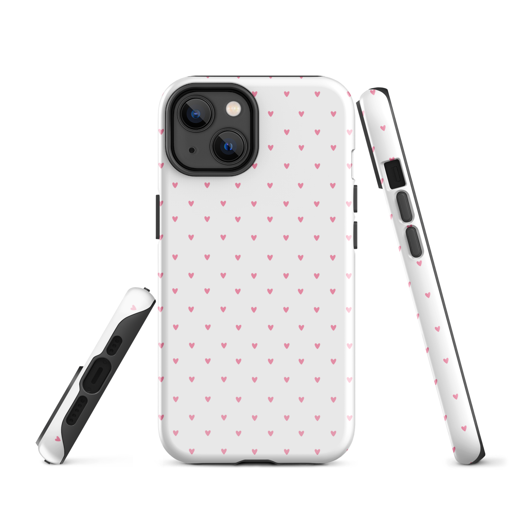 Phone Case for iPhone with heart-dot pattern, playful and stylish design, featuring tiny hearts on a bold background.
