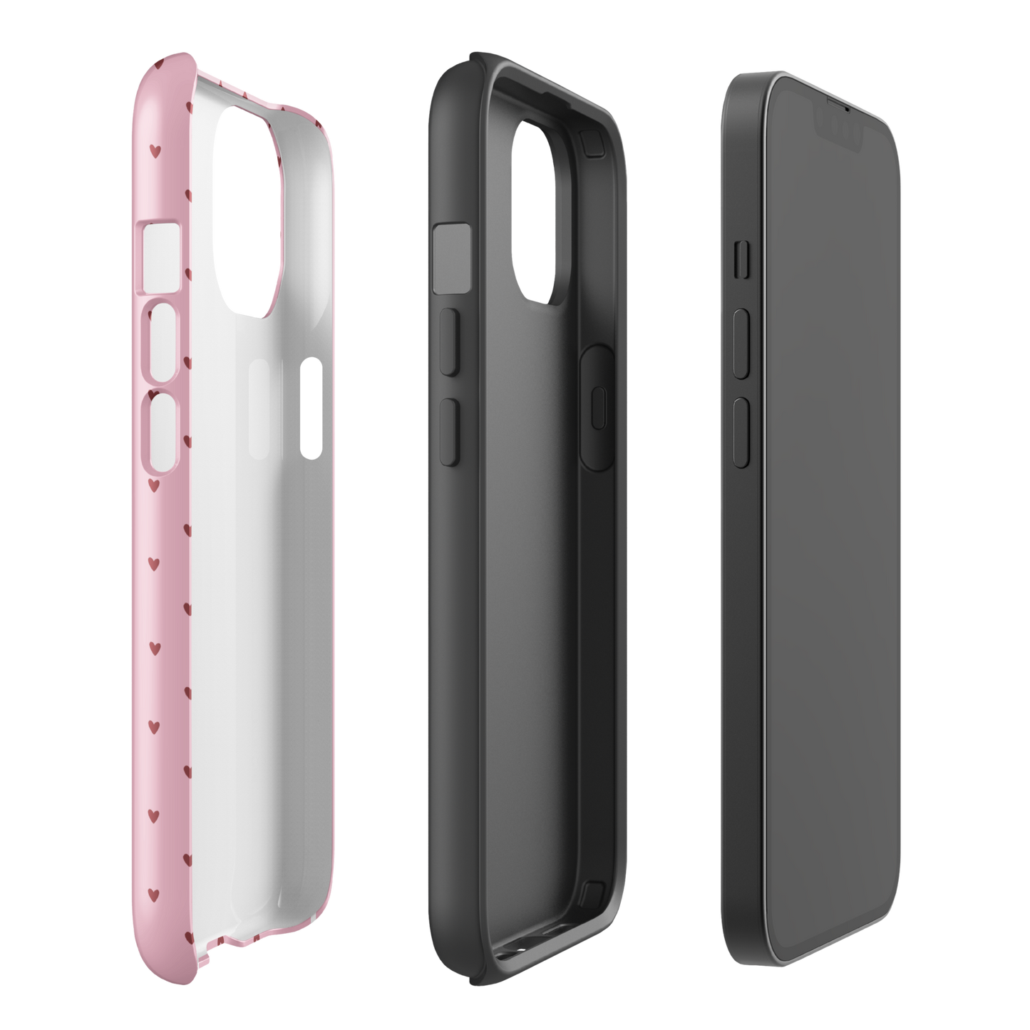 Phone Case for iPhone with heart-dot pattern in playful polka-dot style, featuring minimalist and stylish design.