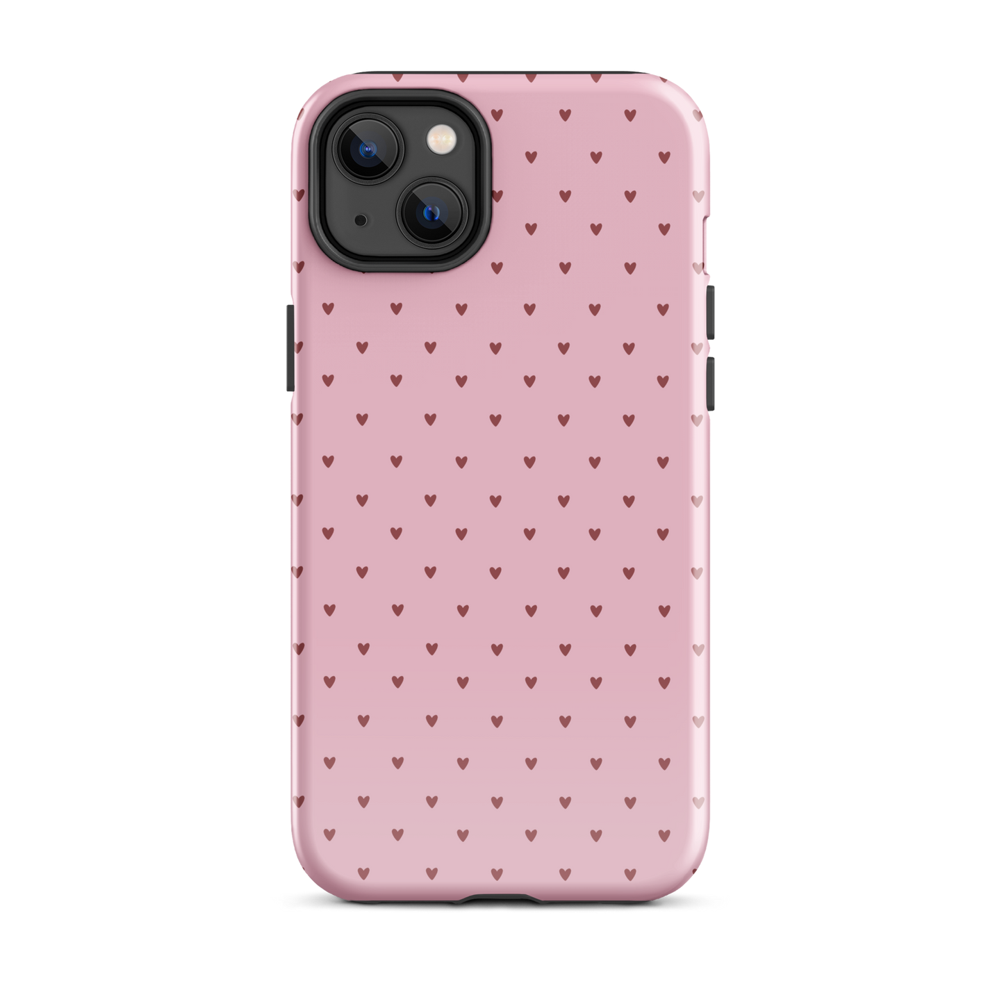 Phone Case for iPhone with pink heart-dot pattern, playful style