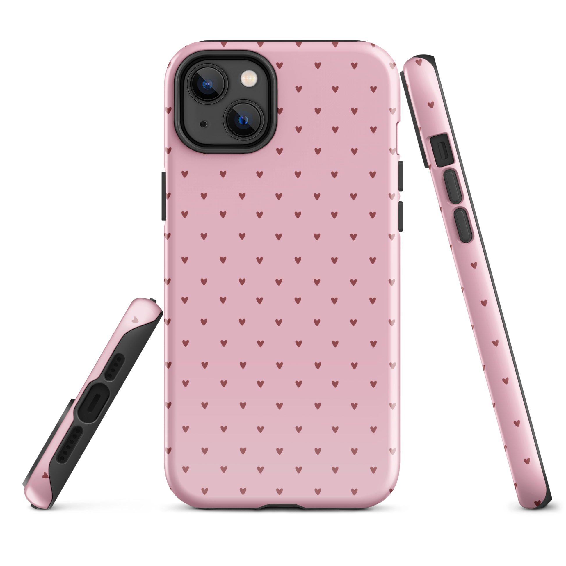Phone Case for iPhone with heart-dot pattern, playful polka-dot style, cute and modern design, minimalist style with tiny hearts