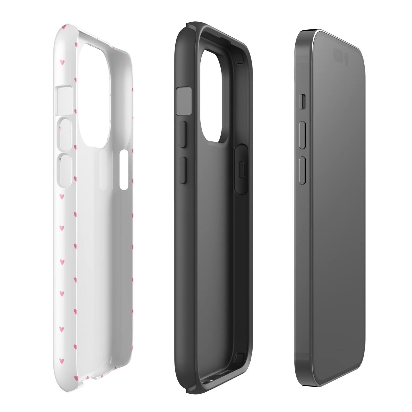 Phone Case for iPhone with Heart-Dot Pattern in polka-dot style, showcasing minimalist and playful design.