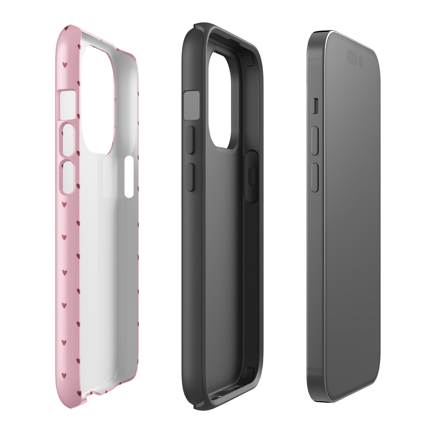 Phone Case with Heart-Dot Pattern for iPhone, displaying bold and stylish design with tiny heart details, playful polka-dot style.