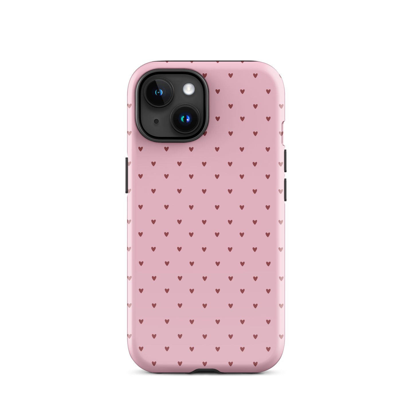 Phone Case for iPhone with heart-dot pattern in playful polka-dot style, featuring cute little hearts on a bold background.
