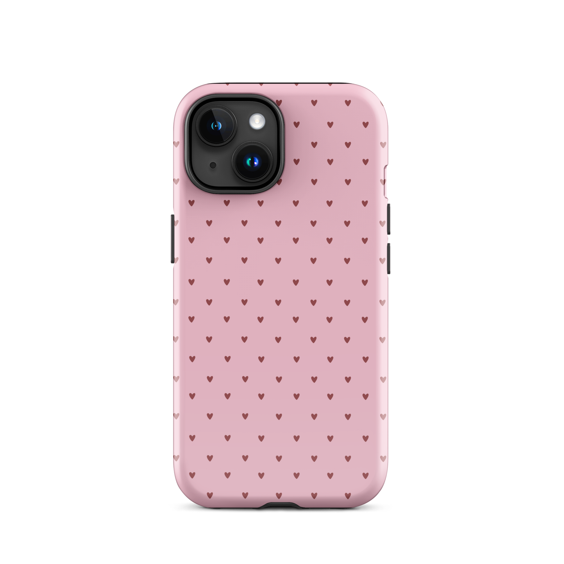 Phone Case for iPhone with heart-dot pattern in playful polka-dot style, featuring cute little hearts on a bold background.