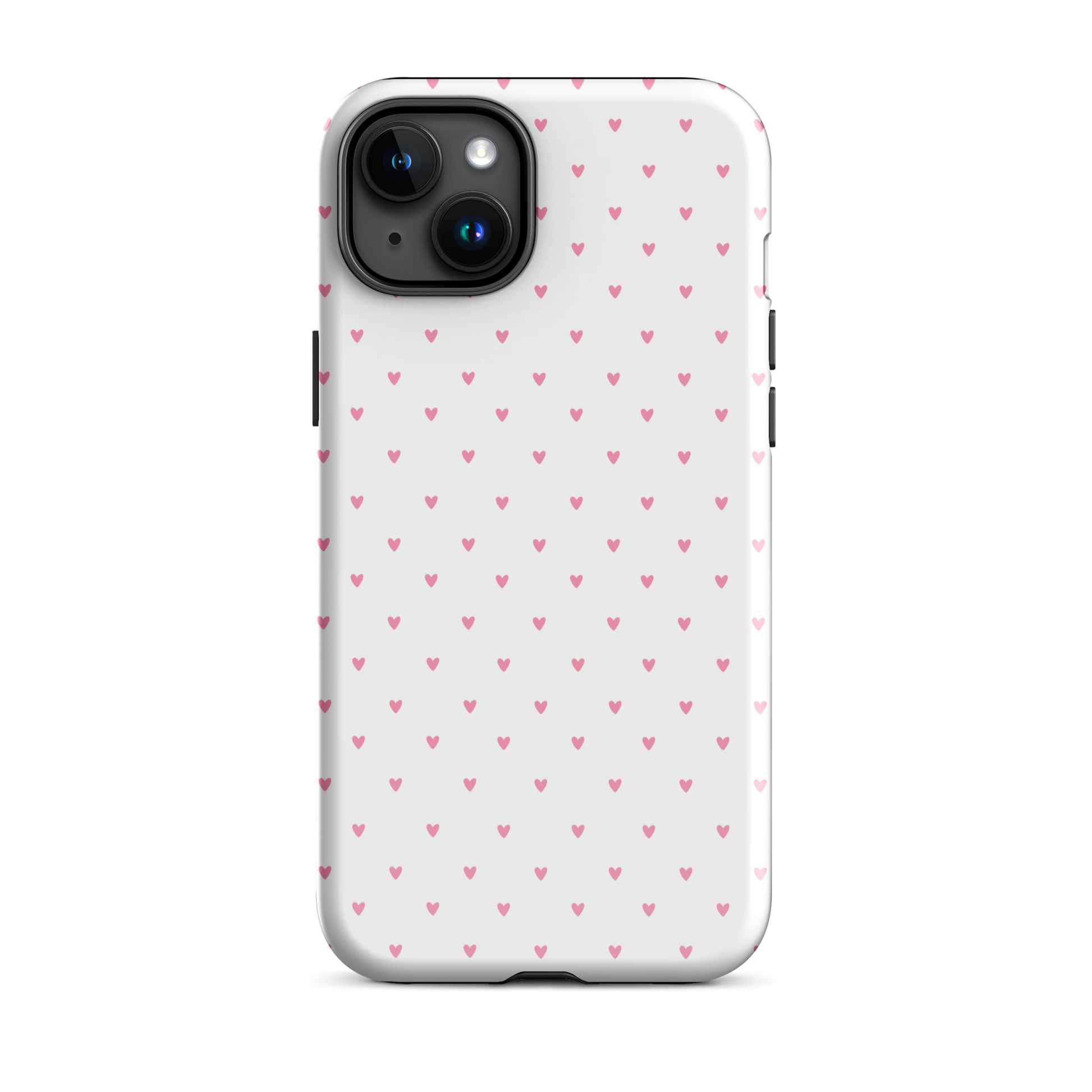 Phone Case for iPhone with Heart-Dot Pattern, cute and modern design, minimalist style with tiny hearts on a bold background.