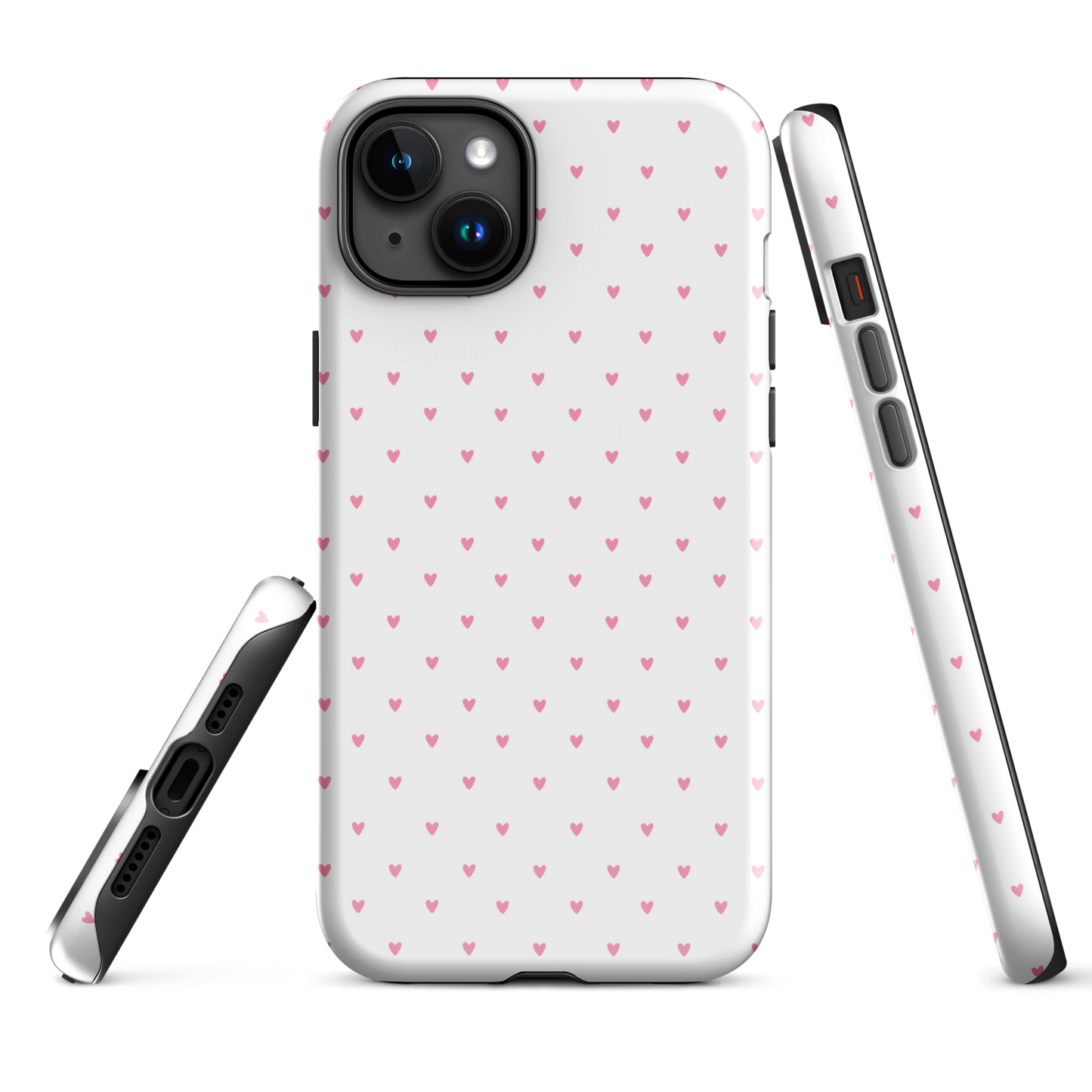 Phone Case for iPhone with heart-dot pattern on bold background, playful polka-dot style, minimalist yet full of personality.