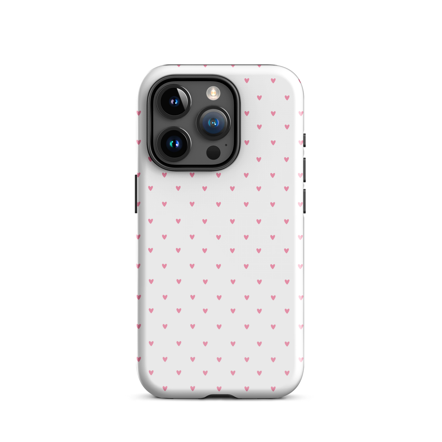 Phone Case for iPhone with heart-dot pattern, playful polka-dot style on a bold background.