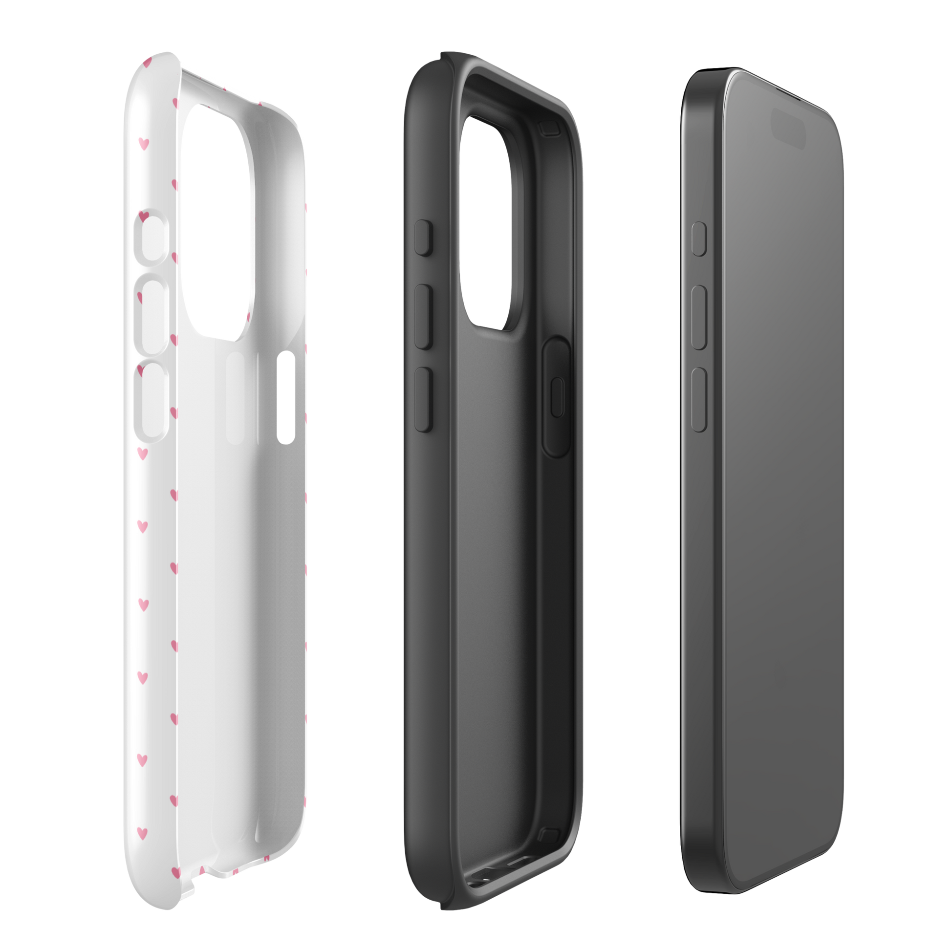 Phone Case for iPhone featuring heart-dot pattern, showcasing playful polka-dot style with tiny hearts on a bold background.