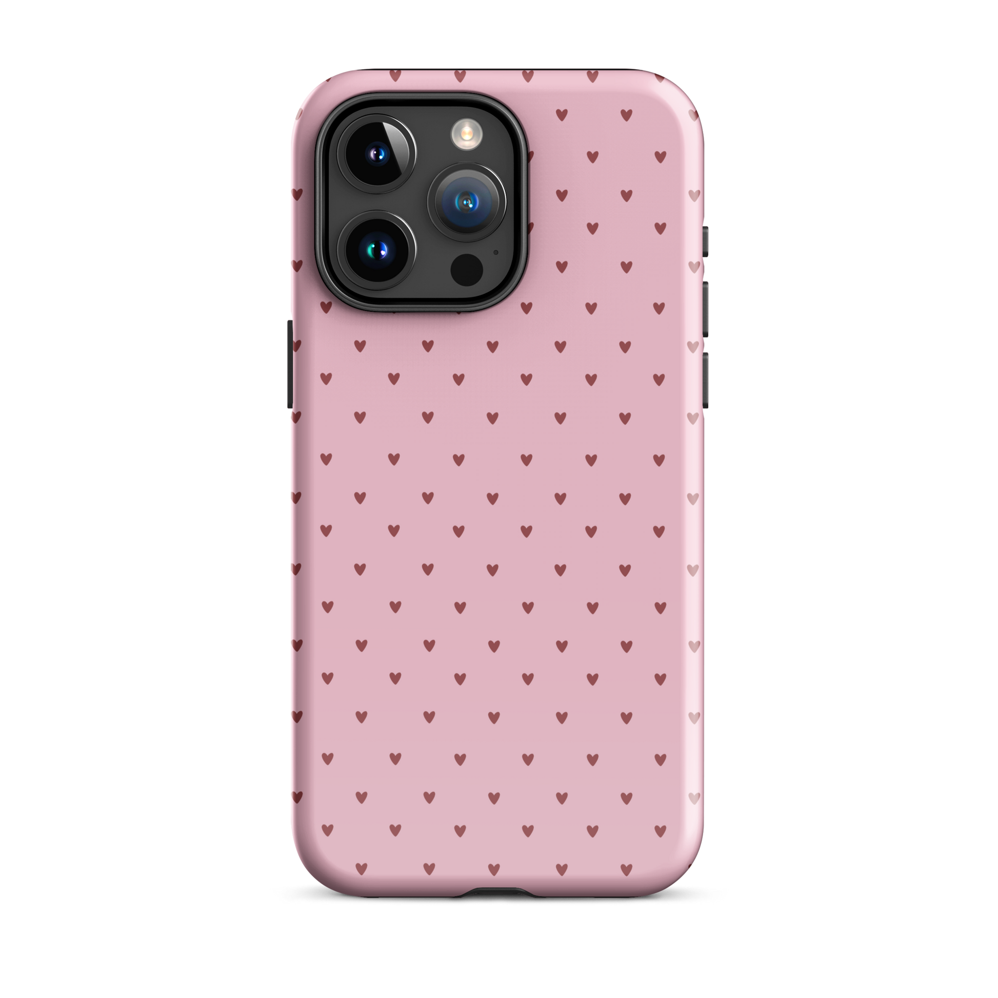 Phone Case for iPhone with heart-dot pattern, featuring tiny hearts on a pink background, combining minimalist and stylish design.