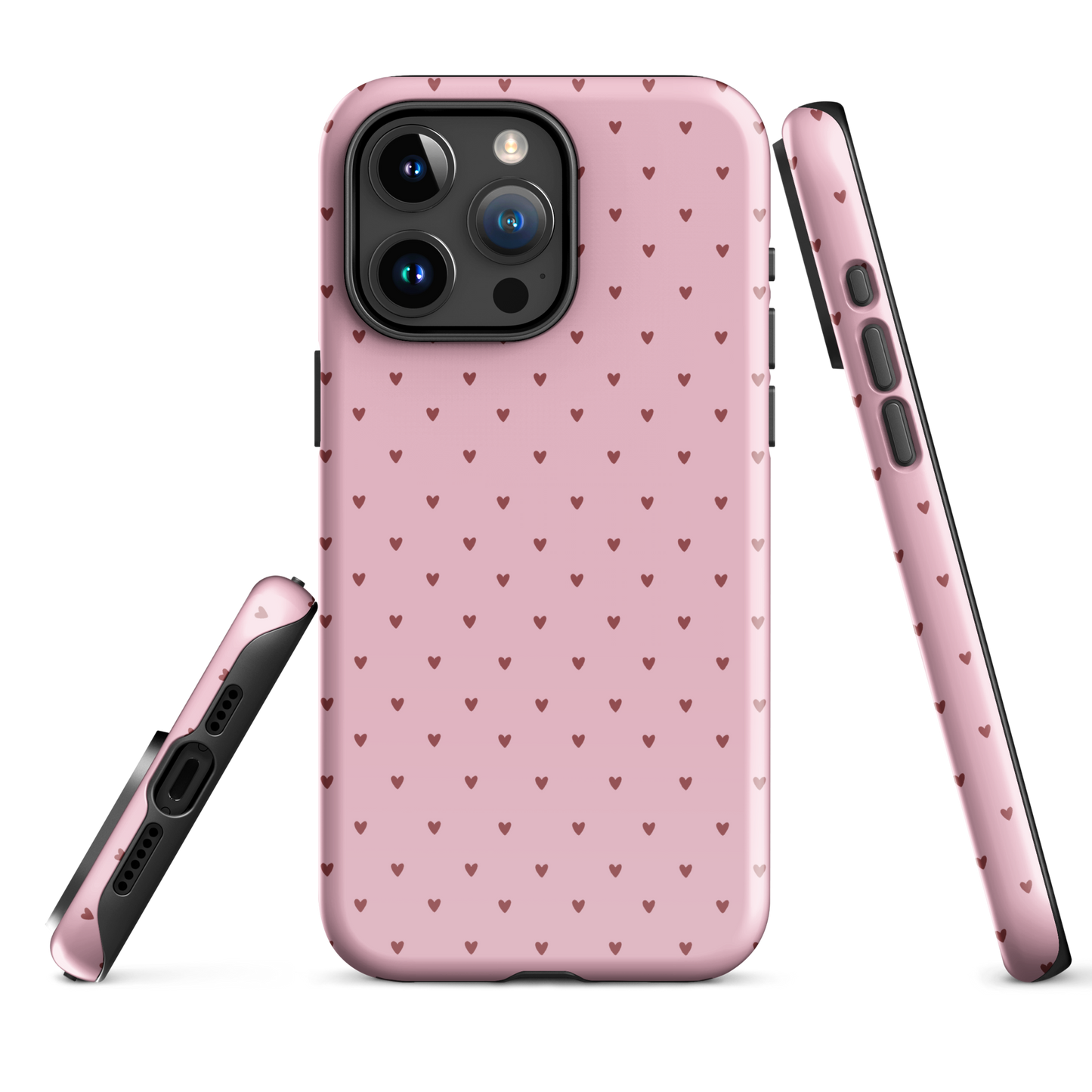Phone Case for iPhone with Heart-Dot Pattern in pink, featuring tiny hearts in a playful polka-dot style design.