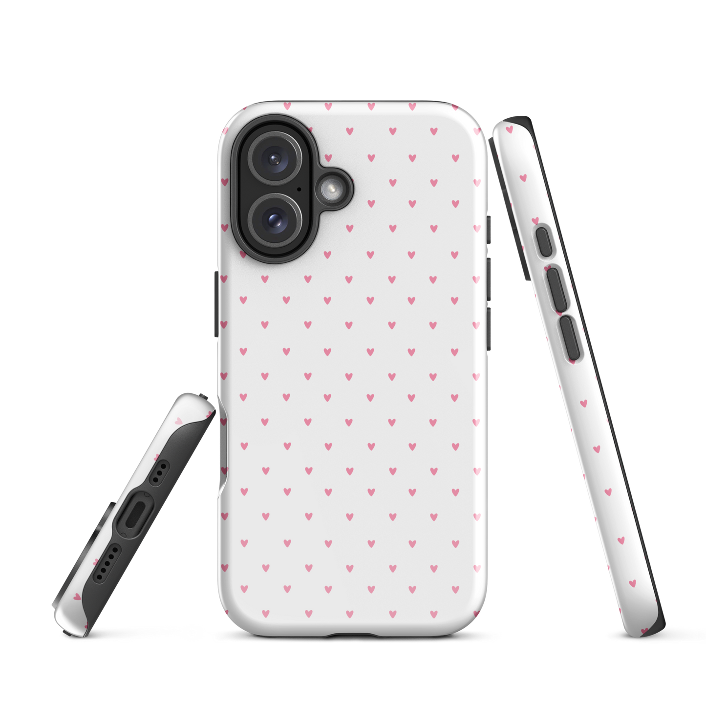 Phone Case for iPhone with Heart-Dot Pattern, playful and stylish design featuring tiny hearts on a bold background.