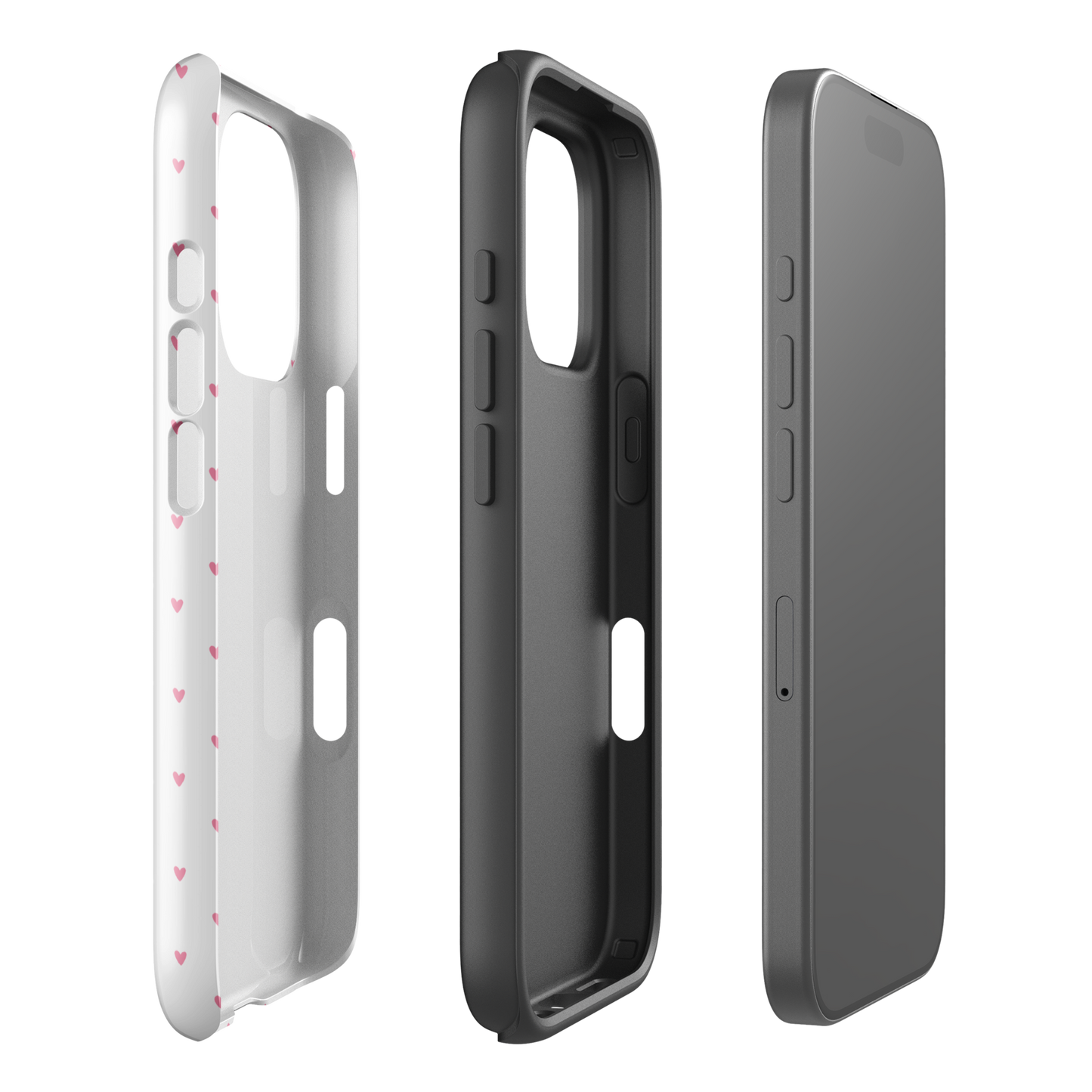 Phone Case for iPhone with Heart-Dot Pattern, showcasing playful polka-dot design with tiny hearts on a bold background.