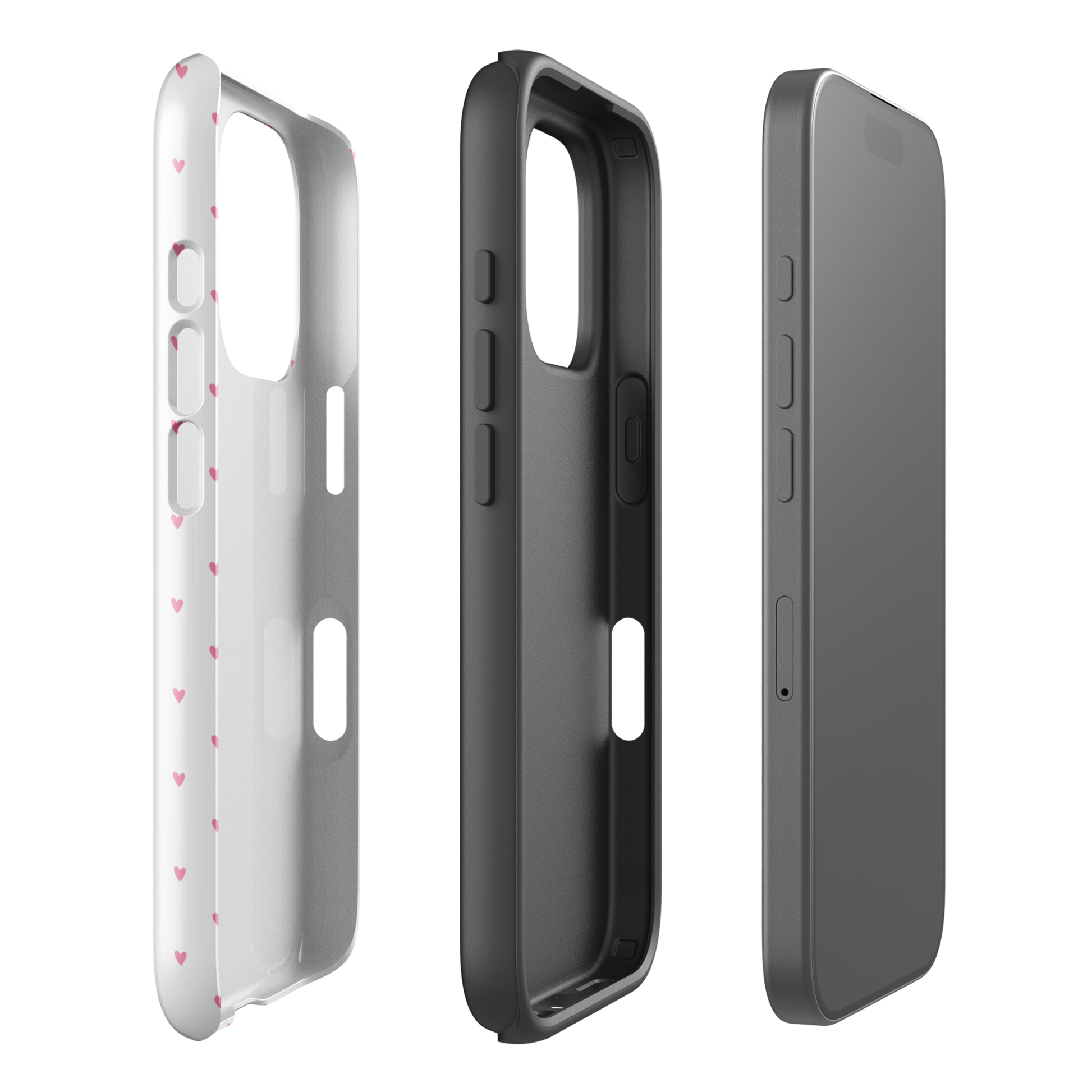 Phone Case for iPhone with Heart-Dot Pattern, showcasing playful polka-dot design with tiny hearts on a bold background.
