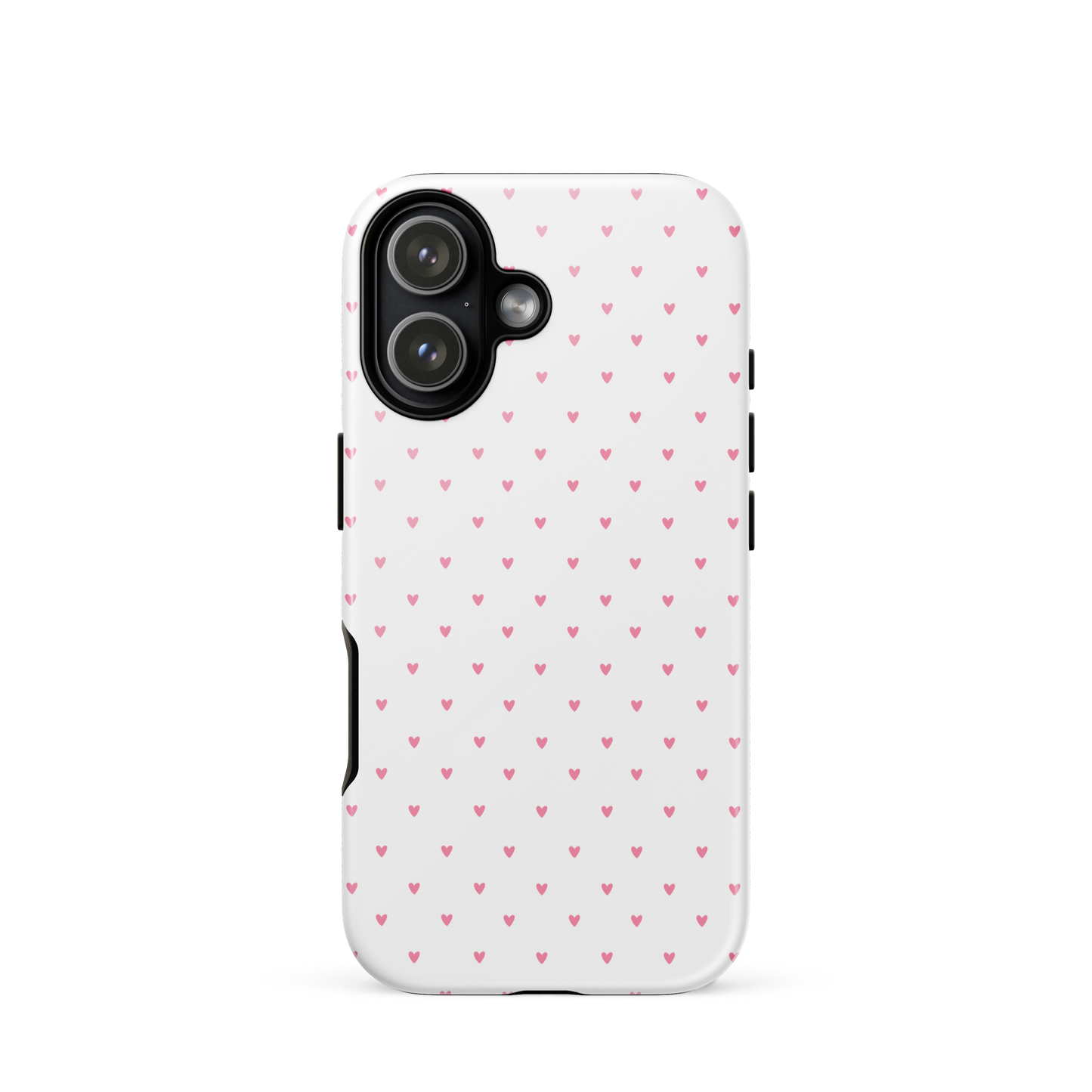 Phone Case for iPhone with heart-dot pattern on a polka-dot style background, features cute modern design and minimalist charm.