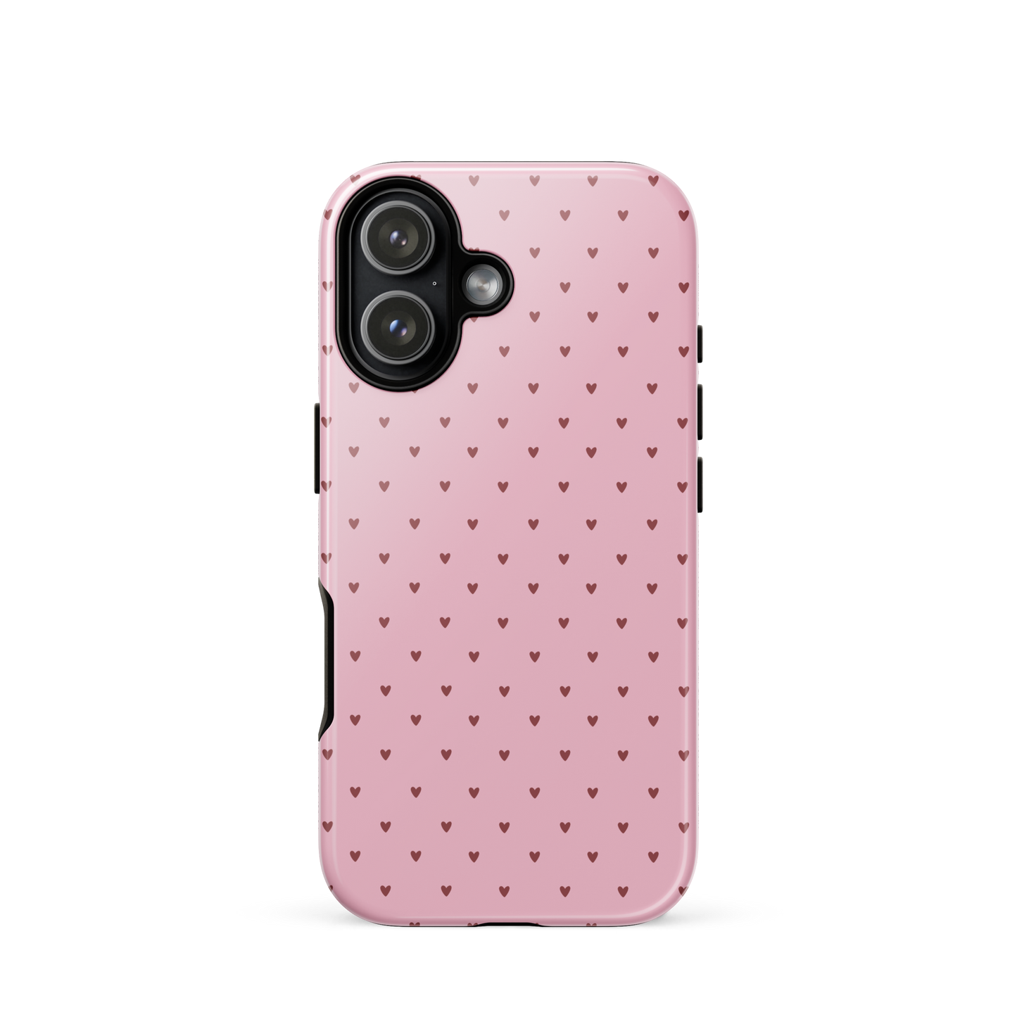 Phone Case for iPhone with heart‑dot pattern, featuring playful pink design with tiny hearts on a protective cover.