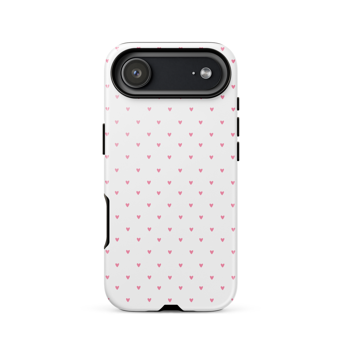 Phone Case for iPhone with heart-dot pattern, playful polka-dot style design, featuring tiny hearts on a bold background.