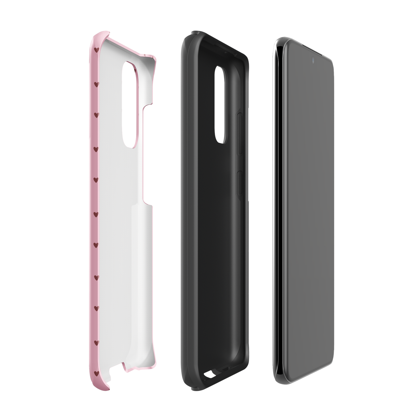 Phone Case for Samsung Galaxy with heart-dot pattern, showing stylish and cute design with heart shapes on a bold background.