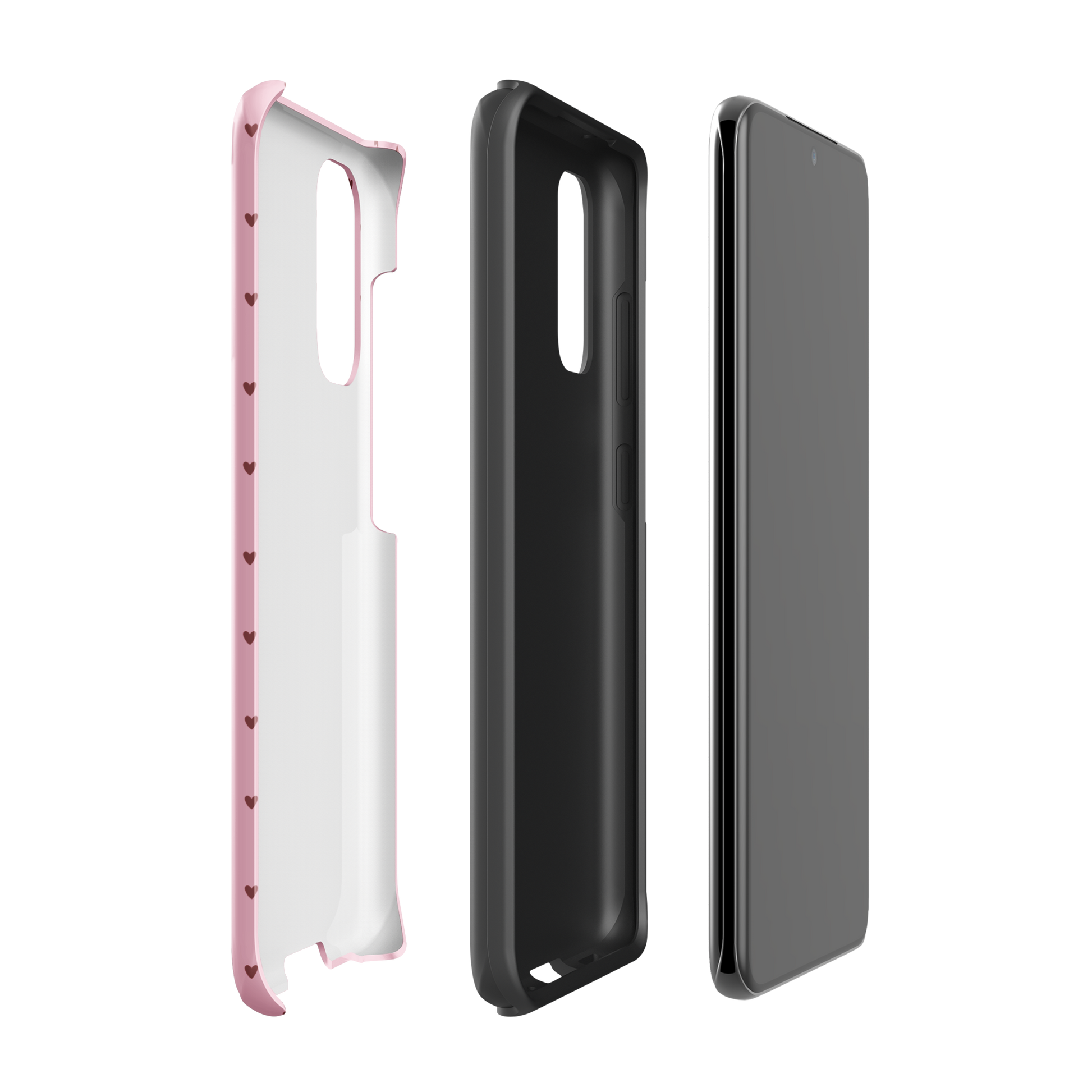Phone Case for Samsung Galaxy with heart-dot pattern, showing stylish and cute design with heart shapes on a bold background.