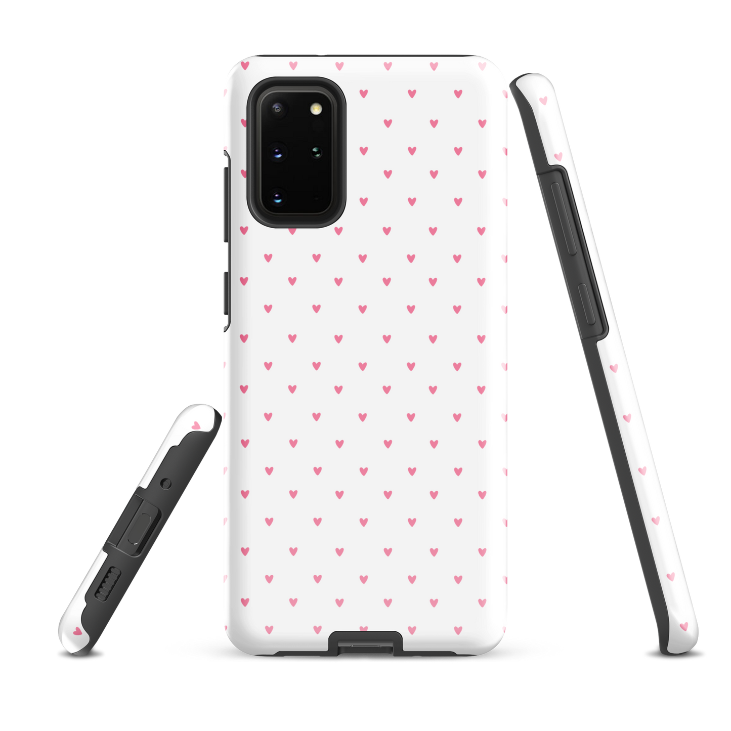 Phone Case for Samsung Galaxy with heart-dot pattern featuring playful pink hearts on a sleek, modern design.