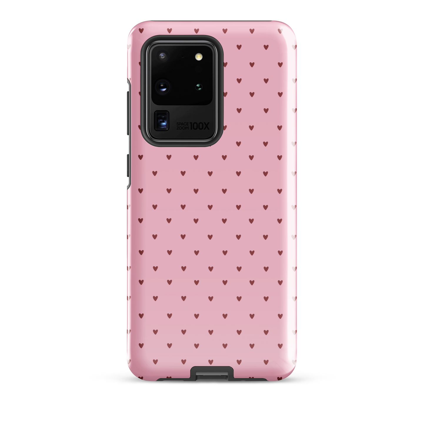 Phone Case for Samsung Galaxy with heart-dot pattern on bold pink background