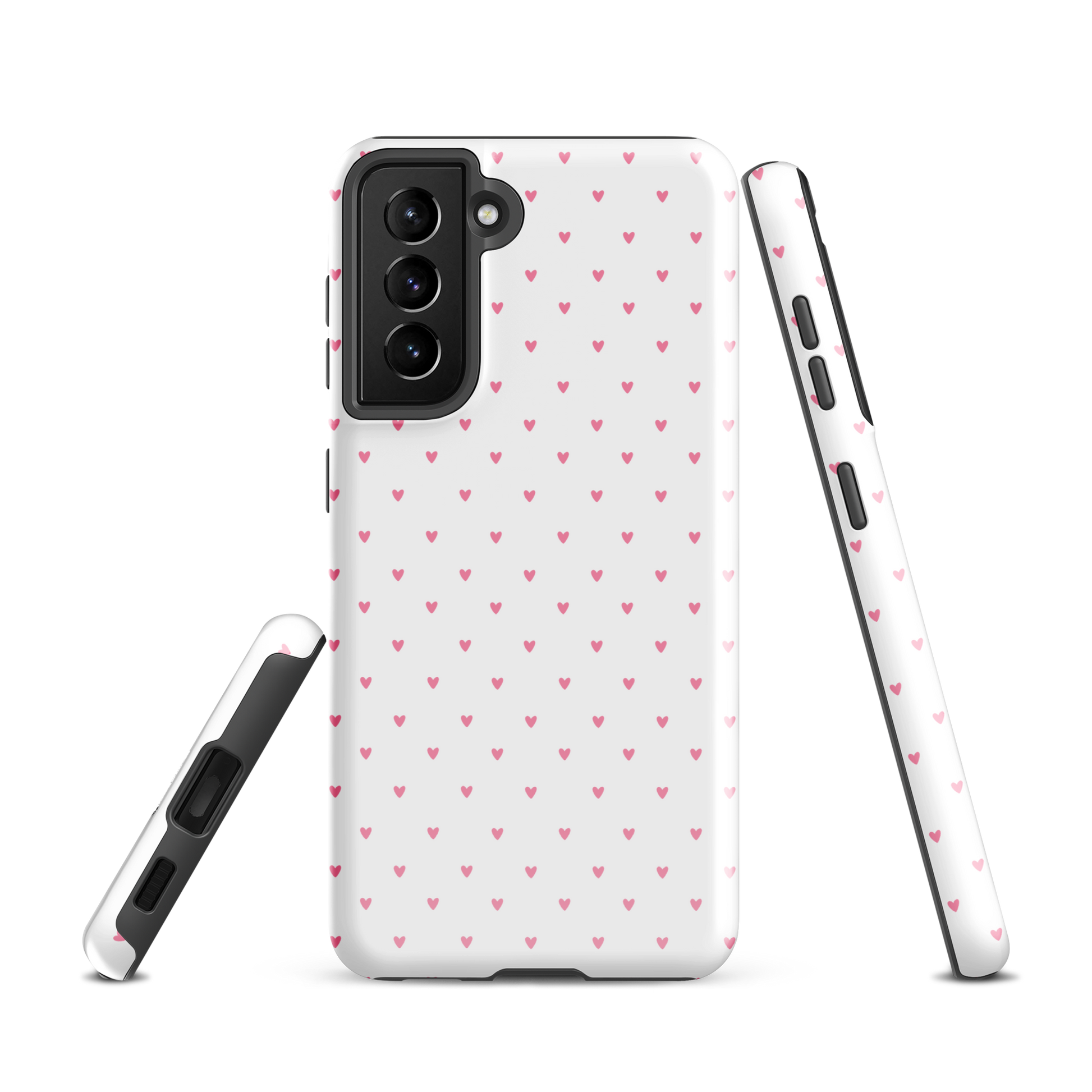 Phone Case for Samsung Galaxy with heart-dot pattern, featuring cute tiny hearts on a bold background, stylish and modern design.