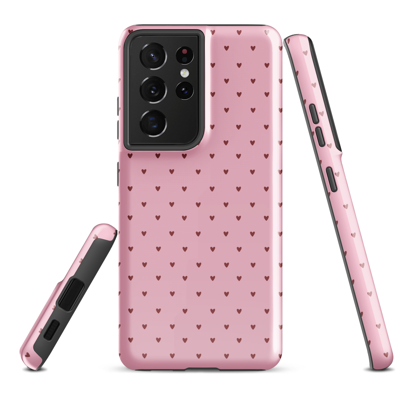 Phone Case for Samsung Galaxy with heart-dot pattern, playful polka-dot design in pink, stylish and modern accessory