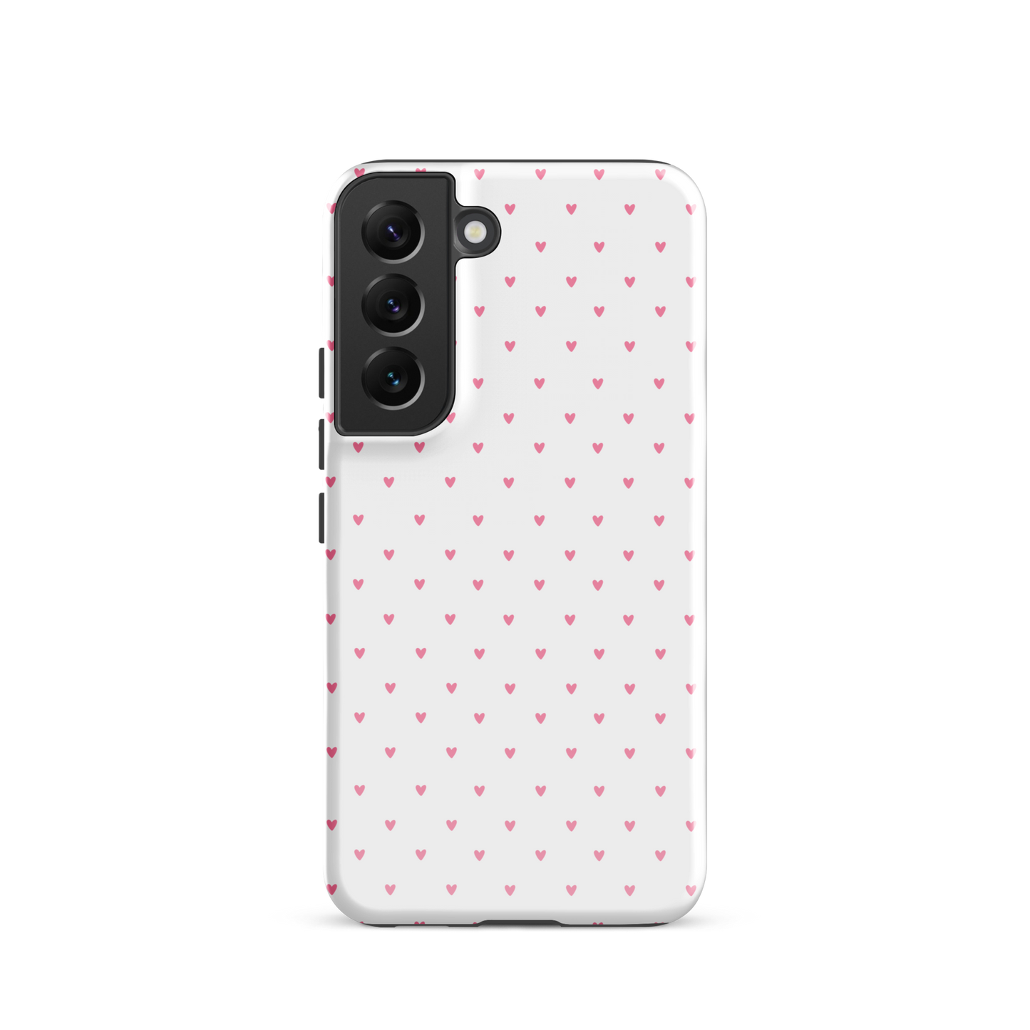Phone Case for Samsung Galaxy with heart pattern, featuring tiny pink hearts in place of polka dots for a cute and stylish look.