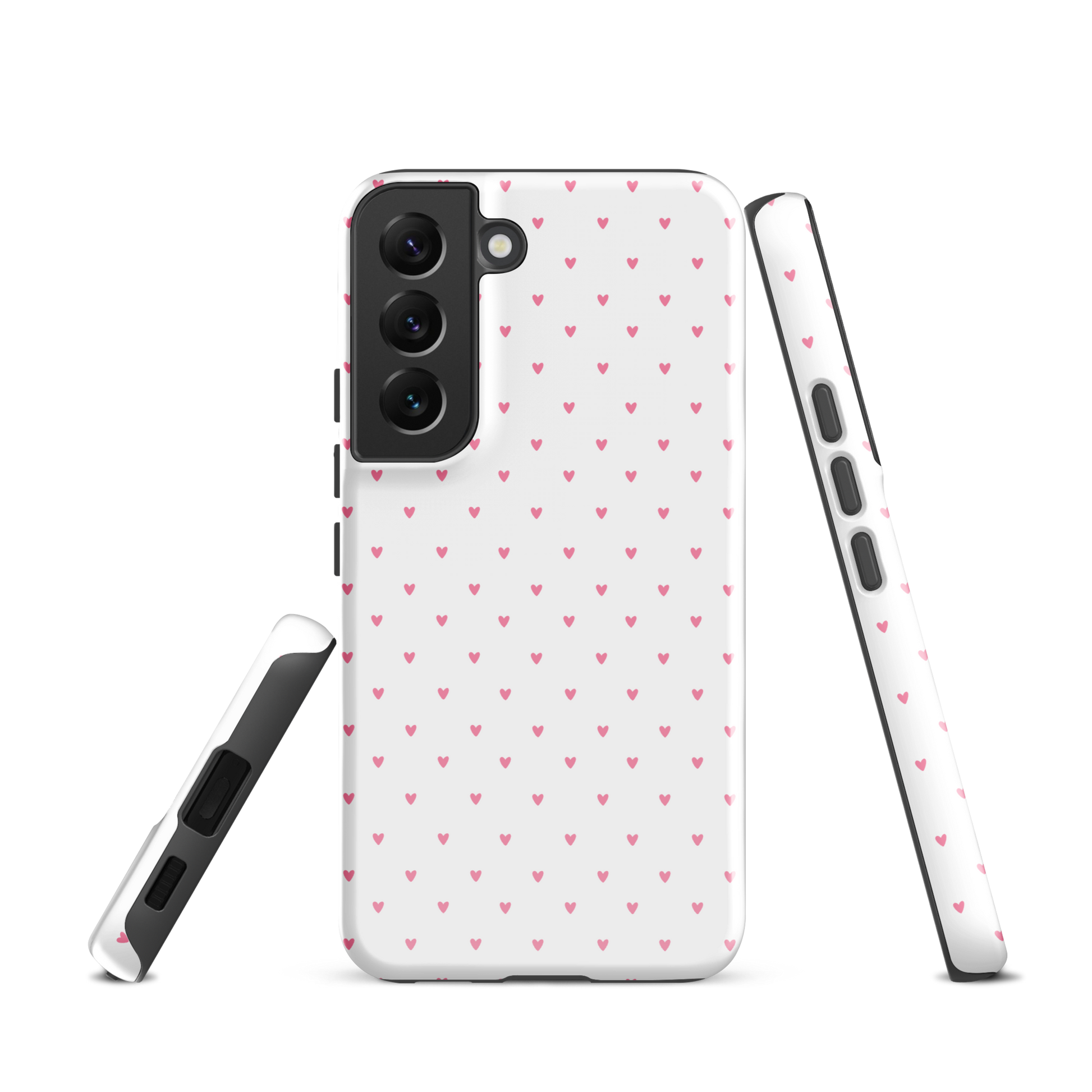 Phone Case for Samsung Galaxy with heart-dot pattern, playful polka-dot design, showcasing cute hearts on a stylish background.
