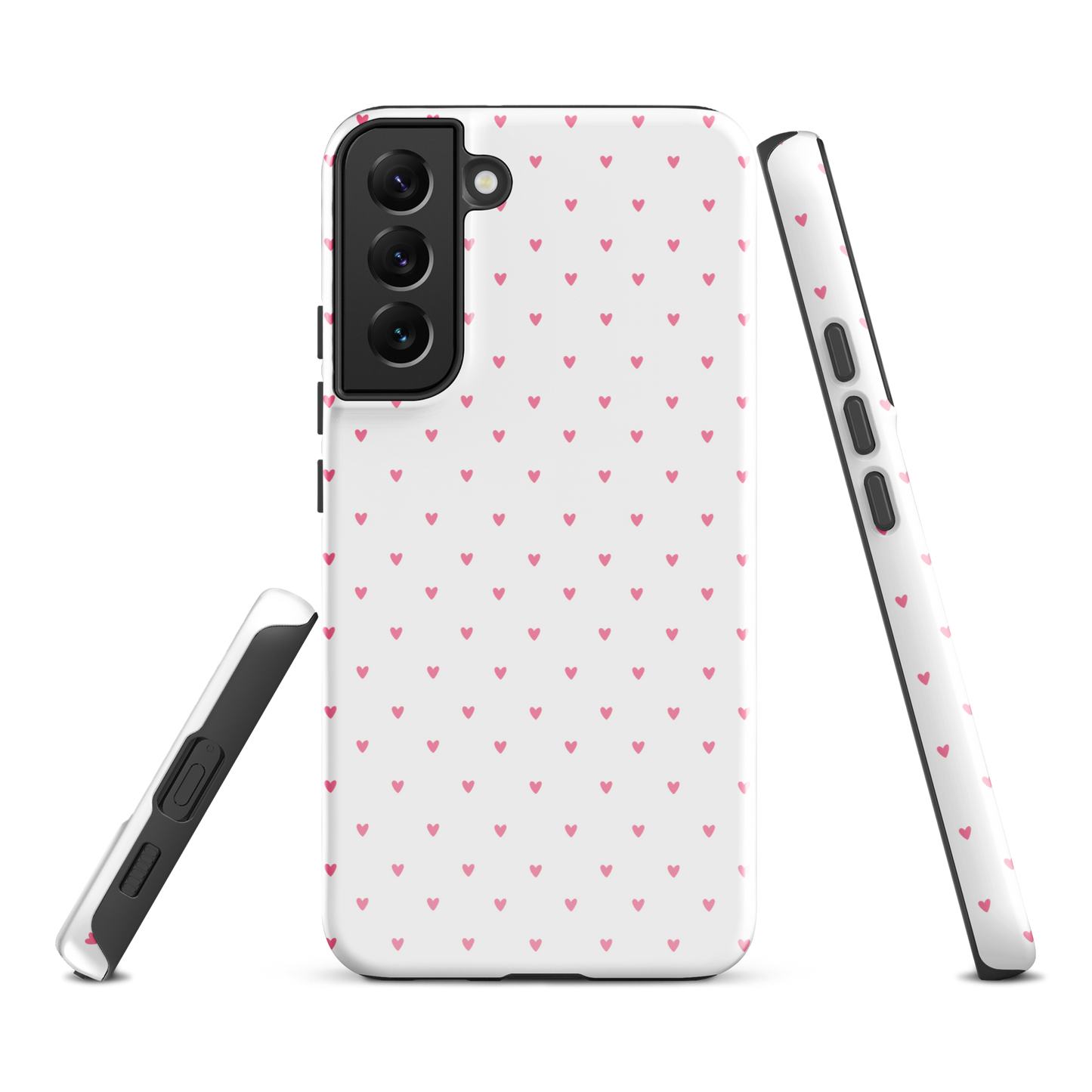 Phone Case for Samsung Galaxy with heart-dot pattern, showcasing playful and stylish design with tiny hearts on a bold background.