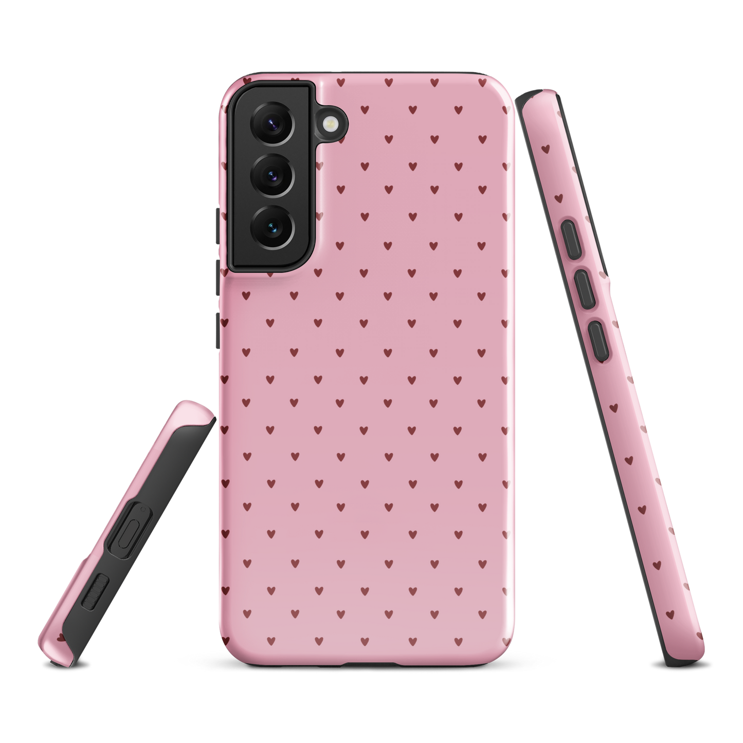 Phone Case for Samsung Galaxy with Heart-Dot Pattern, minimalist style with tiny heart designs, modern and stylish accessory.