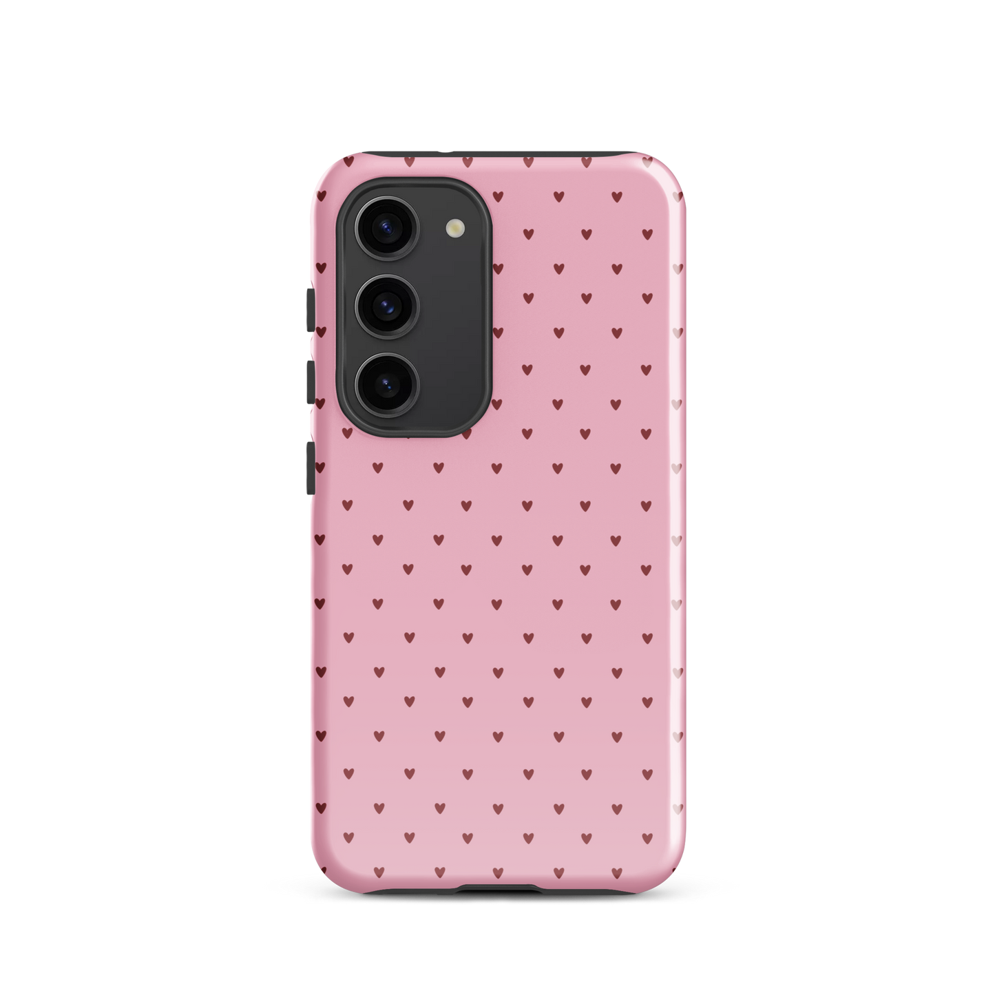 Phone Case for Samsung Galaxy with Heart-Dot Pattern, featuring playful polka-dot design with tiny hearts on a bold background.