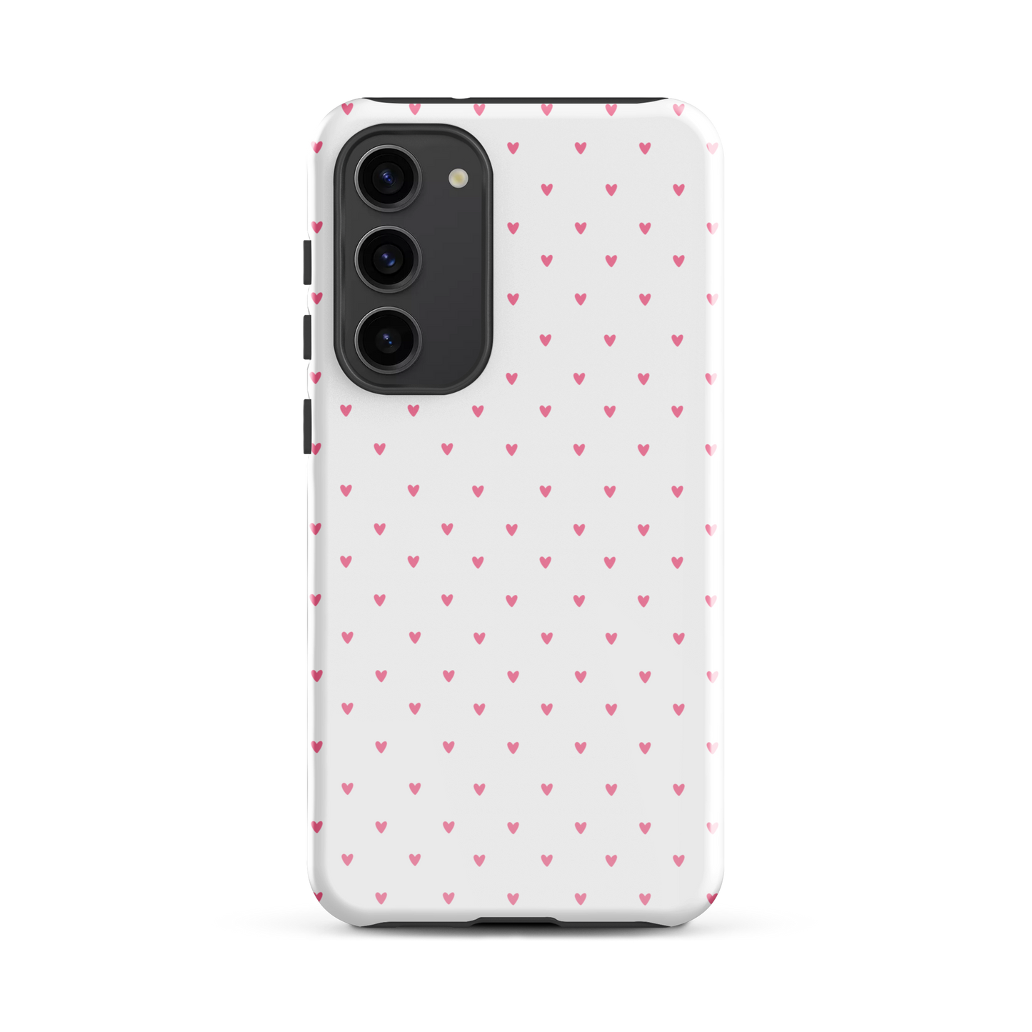 Phone Case for Samsung Galaxy with playful heart-dot pattern, cute minimalist design, stylish accessory for modern look.
