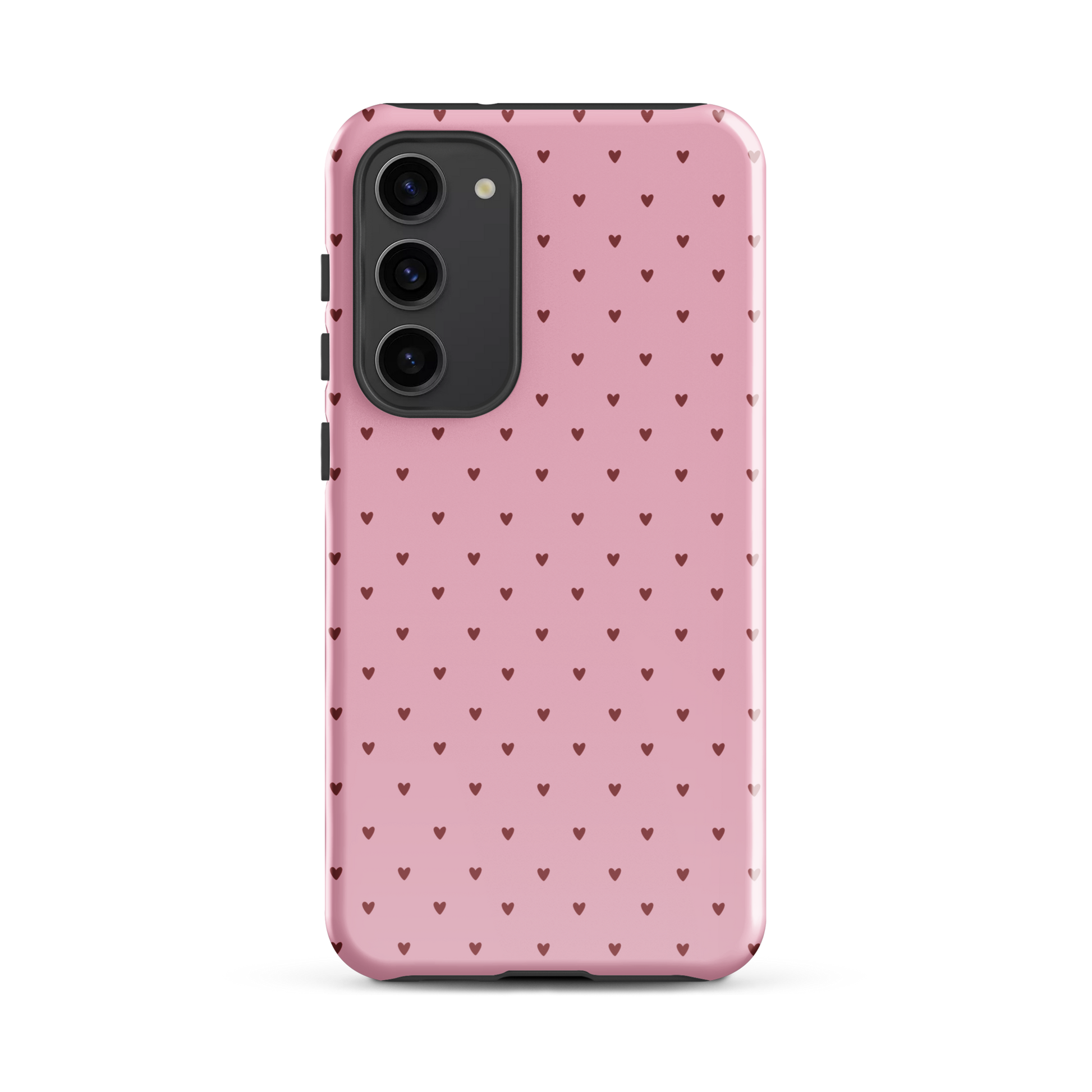 Phone Case for Samsung Galaxy with heart-dot pattern, playful polka-dot design on bold pink background, cute and modern accessory