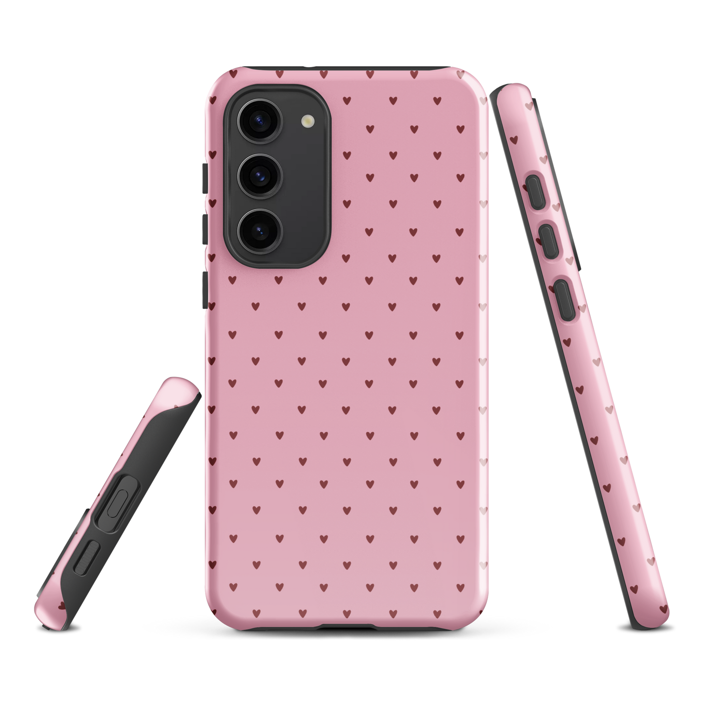 Phone Case for Samsung Galaxy with heart-dot pattern in pink, featuring playful polka-dot style, blending charm and modern aesthetics.