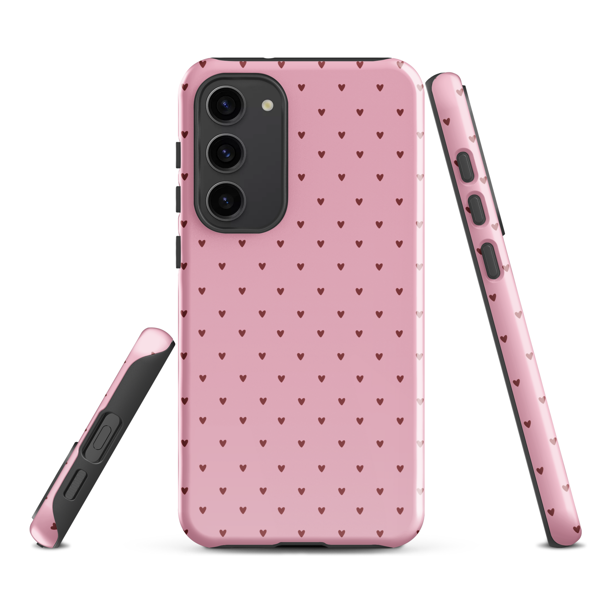 Phone Case for Samsung Galaxy with heart-dot pattern in pink, featuring playful polka-dot style, blending charm and modern aesthetics.