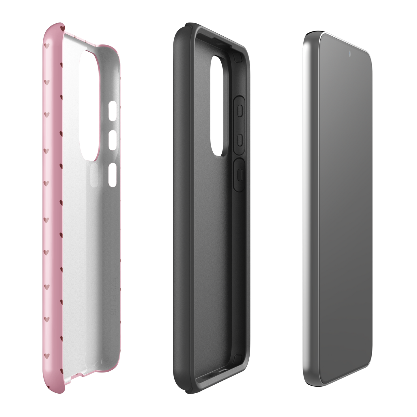Phone Case for Samsung Galaxy with Heart-Dot Pattern in pink, showcasing charming heart design, modern aesthetic and easy style.