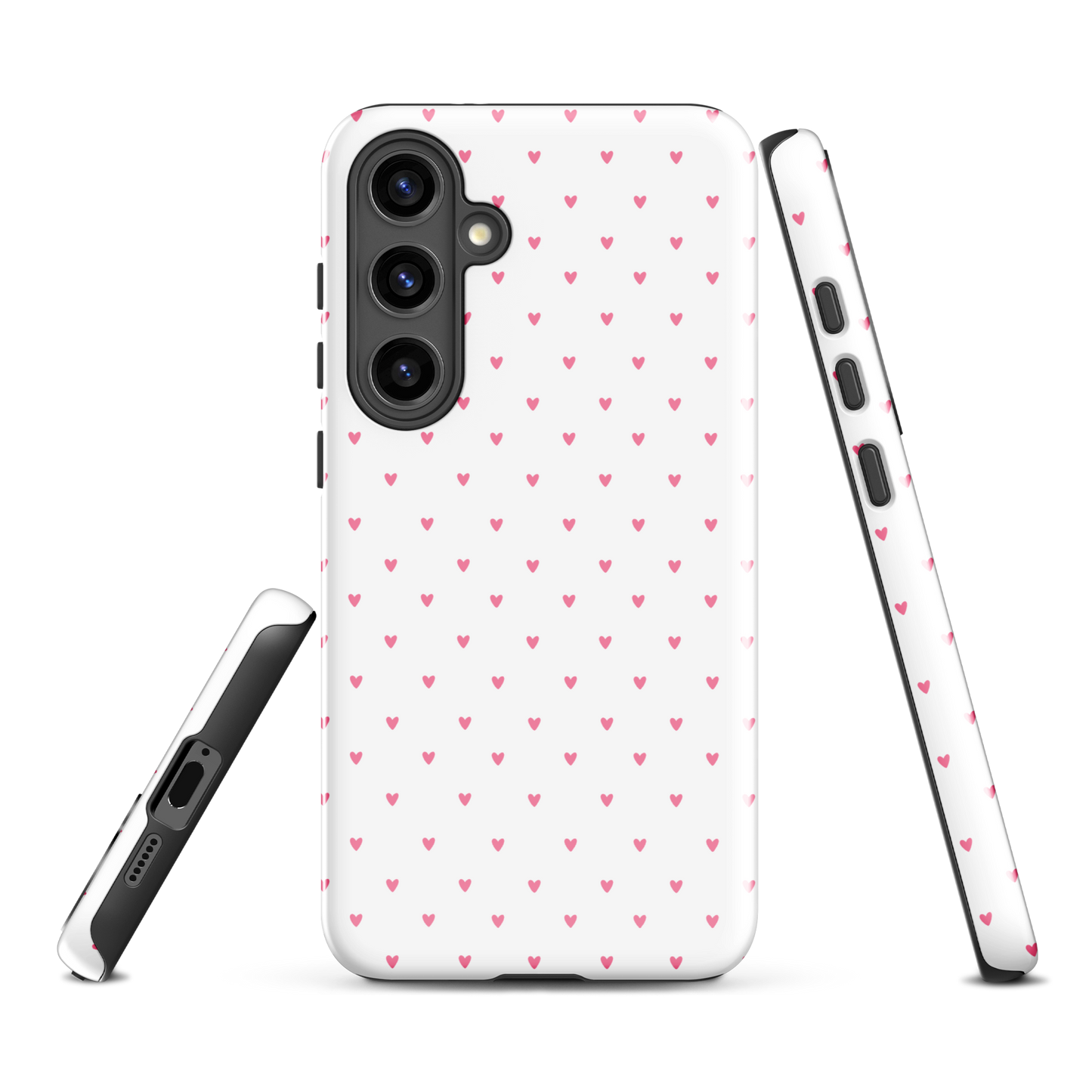 Phone Case for Samsung Galaxy with heart-dot pattern, featuring playful and stylish hearts on a bold background.