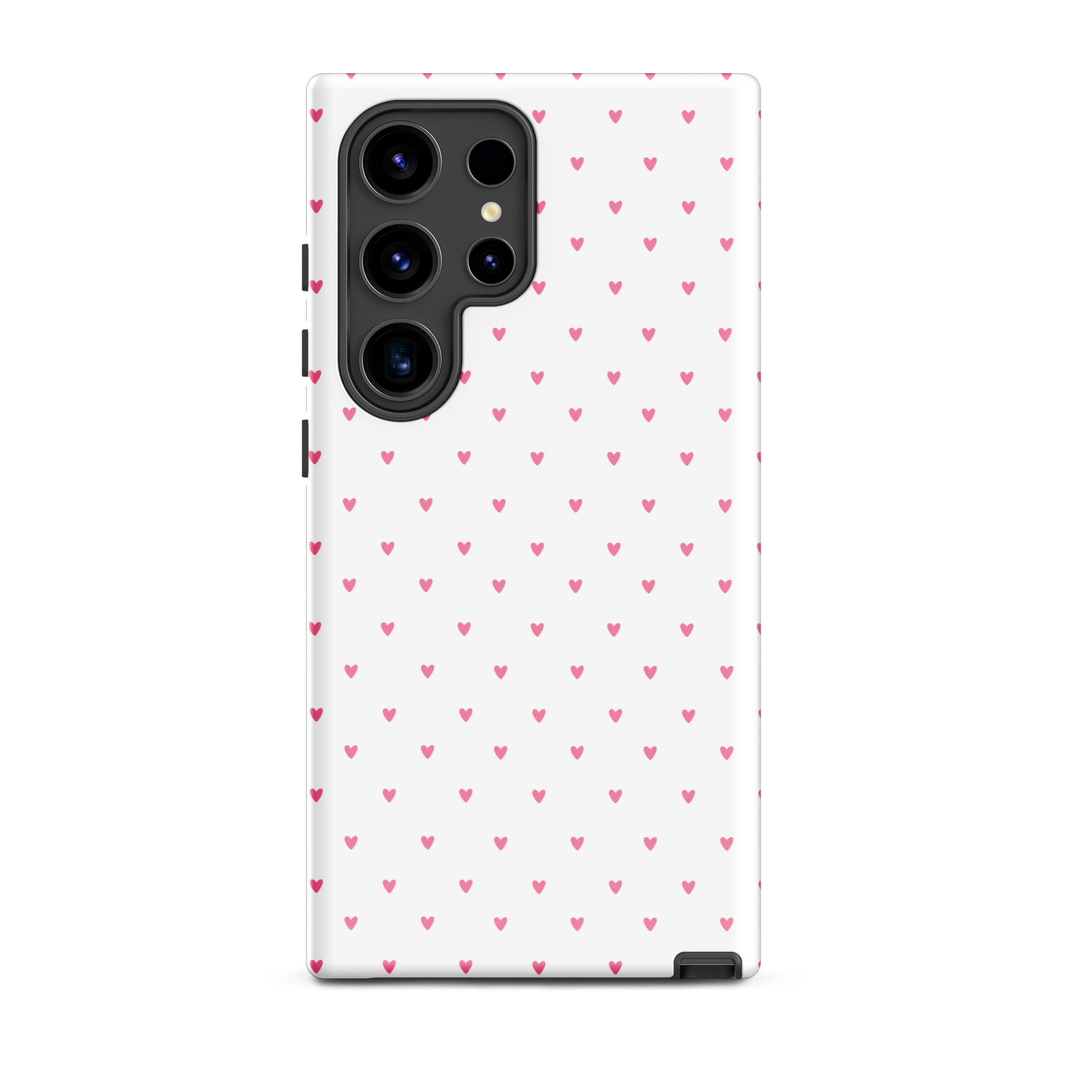 Phone Case for Samsung Galaxy with Heart-Dot Pattern, featuring playful polka-dot hearts on a stylish background.
